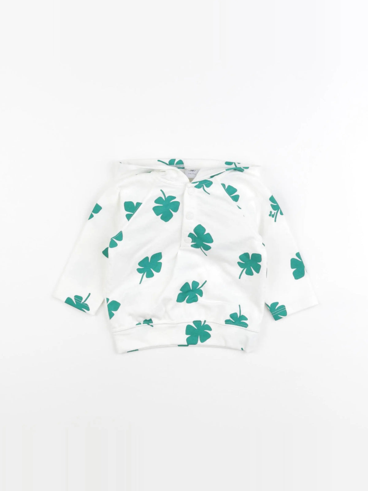 Petit Bateau - sweat blanc, vert - 6 mois