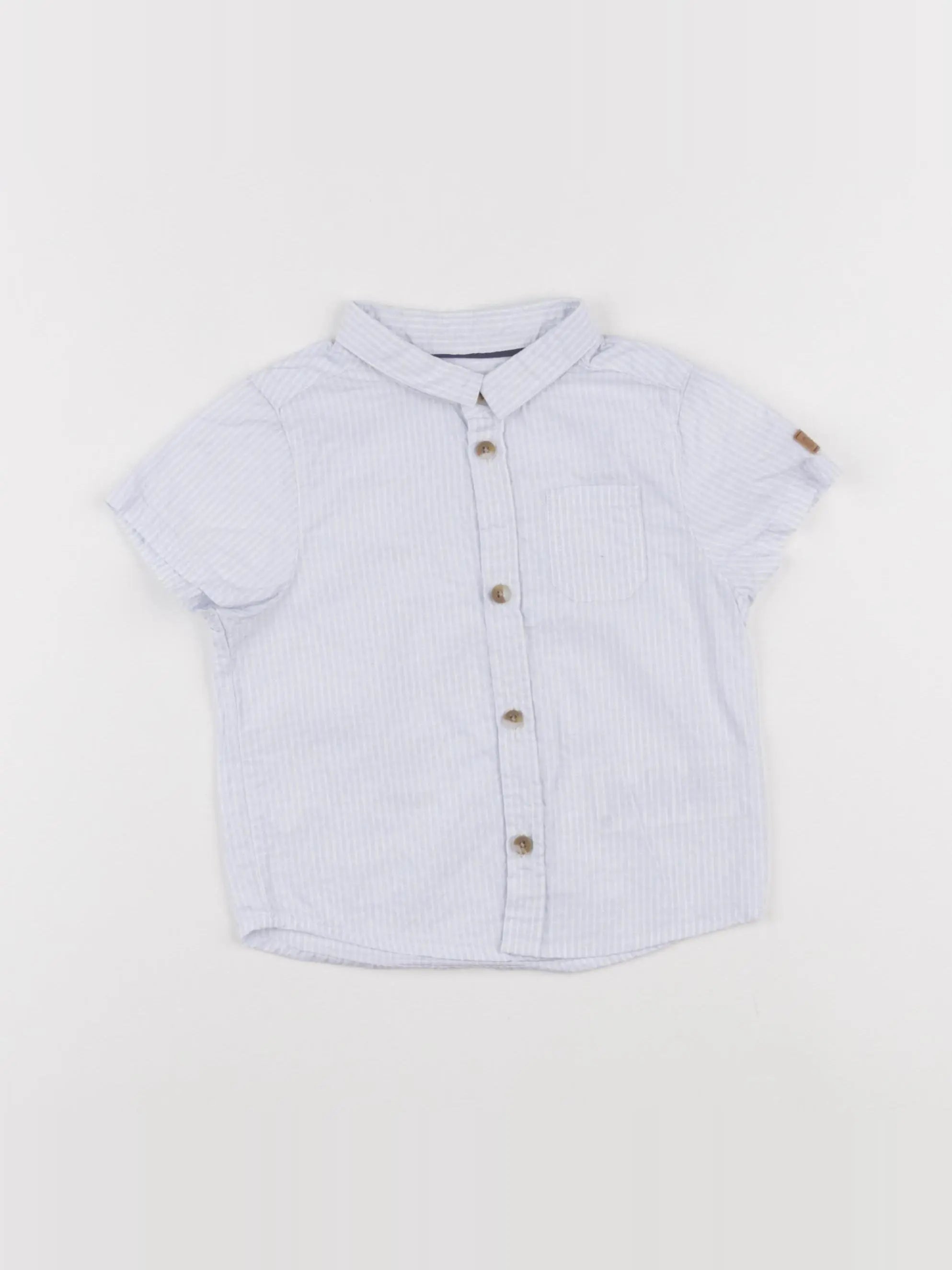 Obaïbi - chemise blanc, bleu - 12 mois