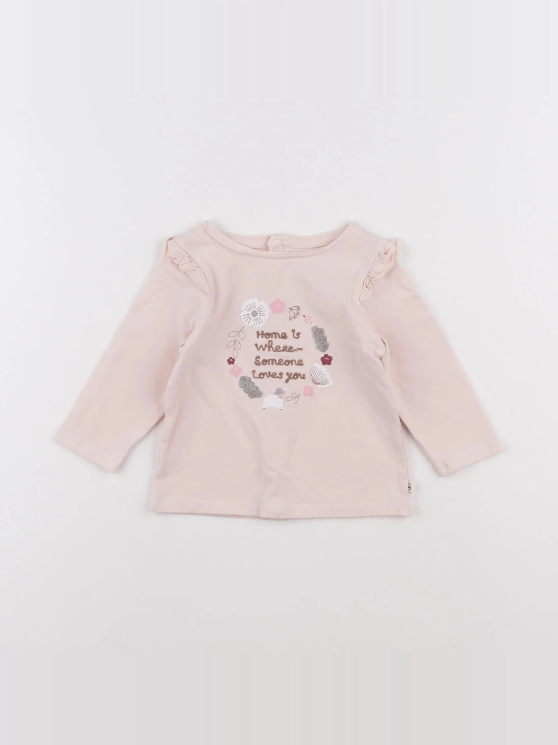 Obaïbi - tee-shirt rose - 6 mois