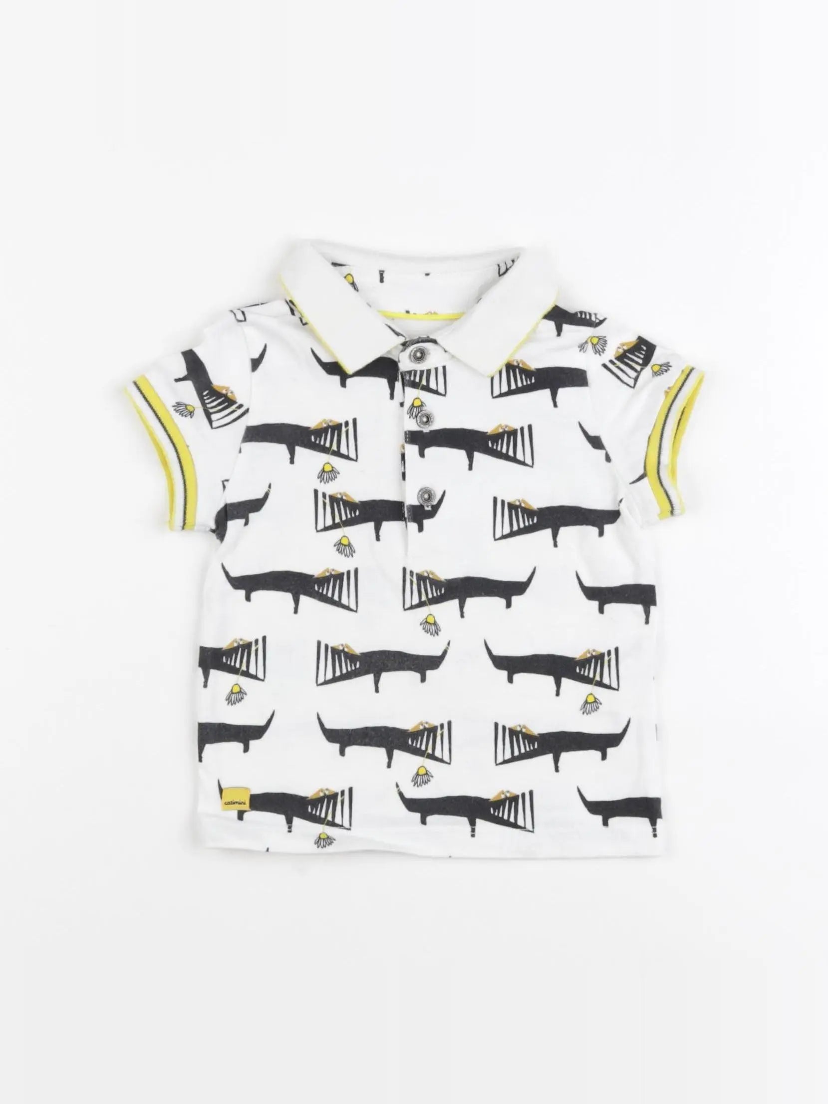Catimini - polo blanc, noir - 12 mois