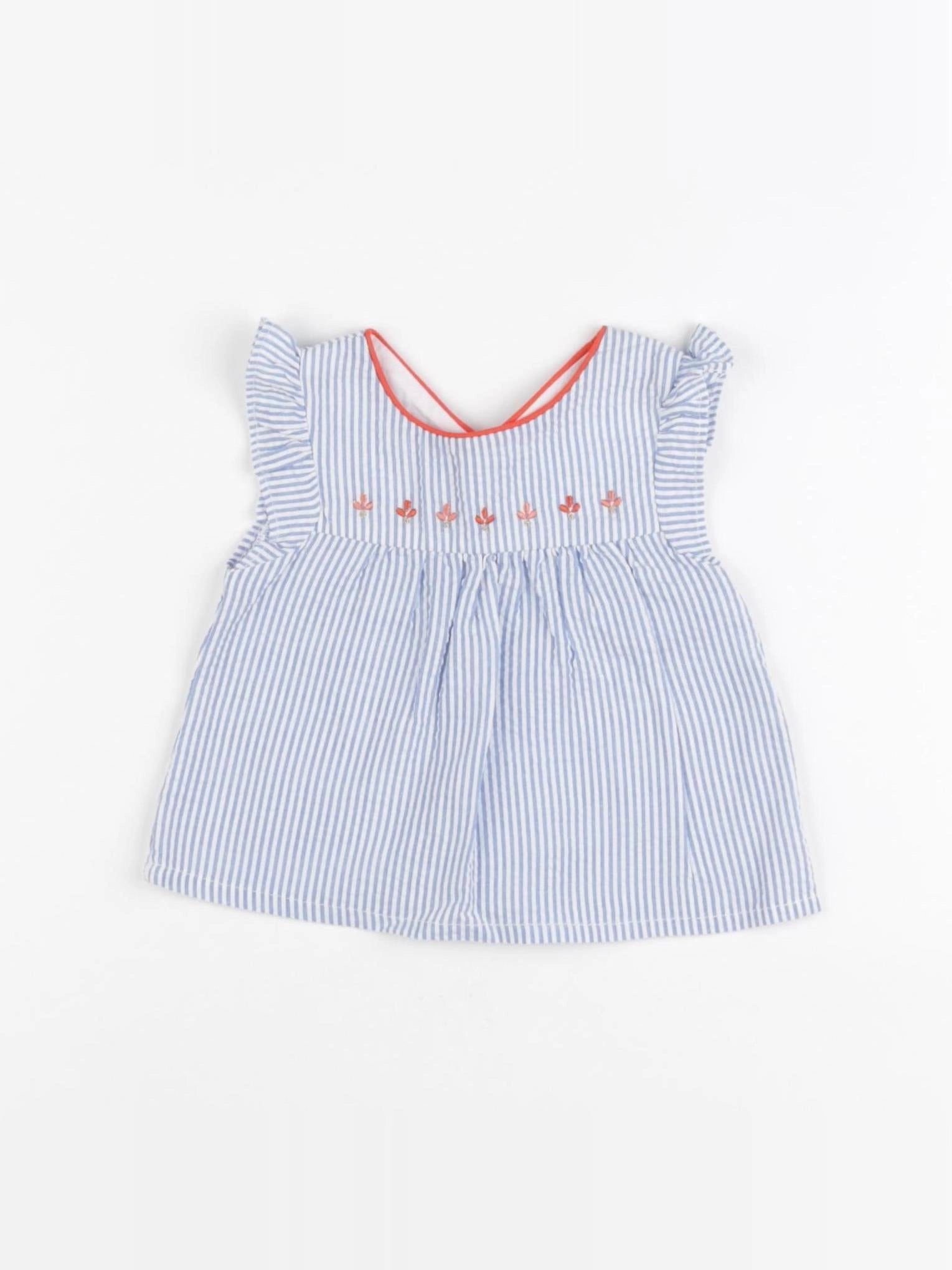 Obaïbi - blouse blanc, bleu - 3 mois