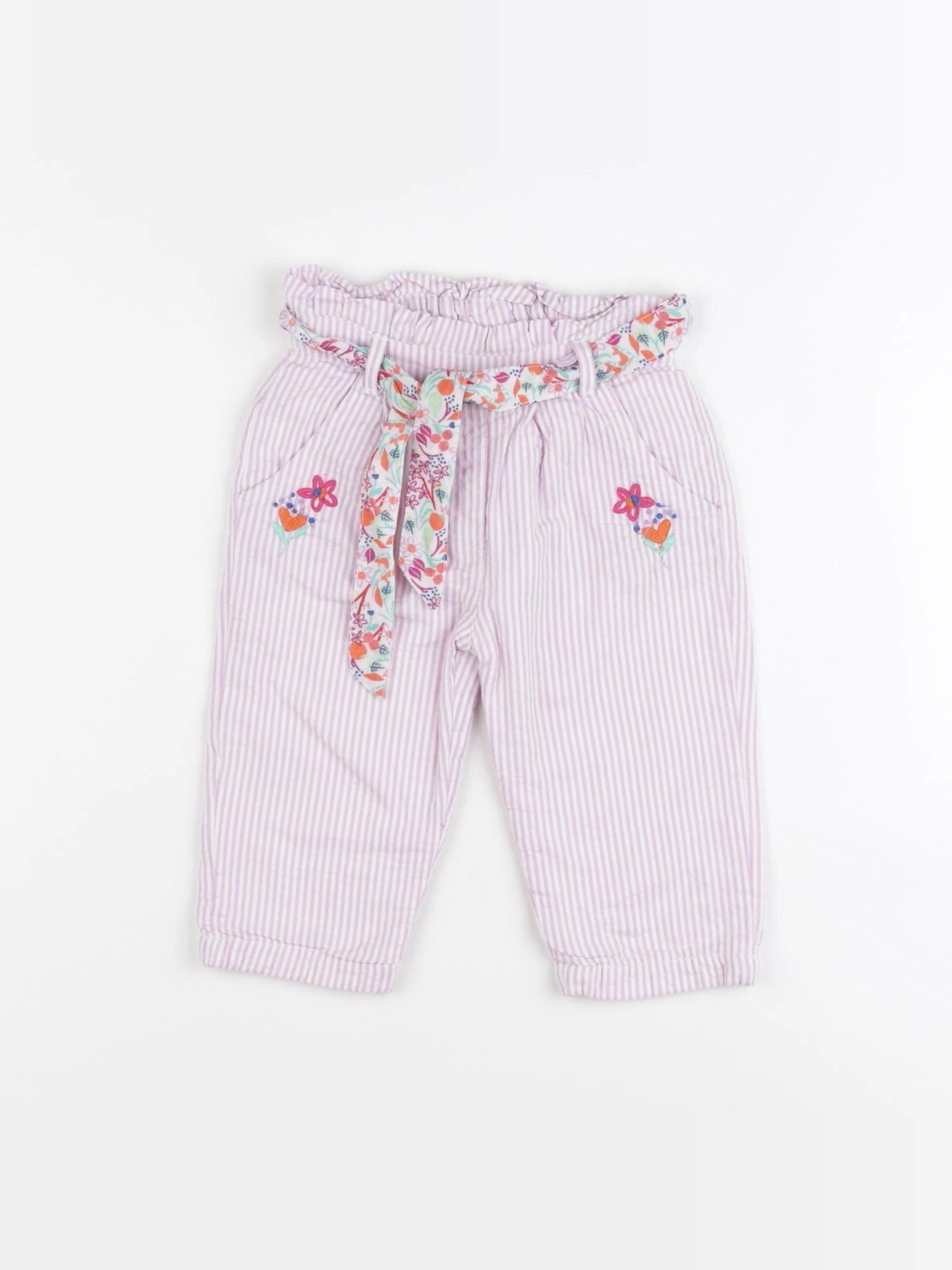DPAM - pantalon violet, blanc - 9 mois