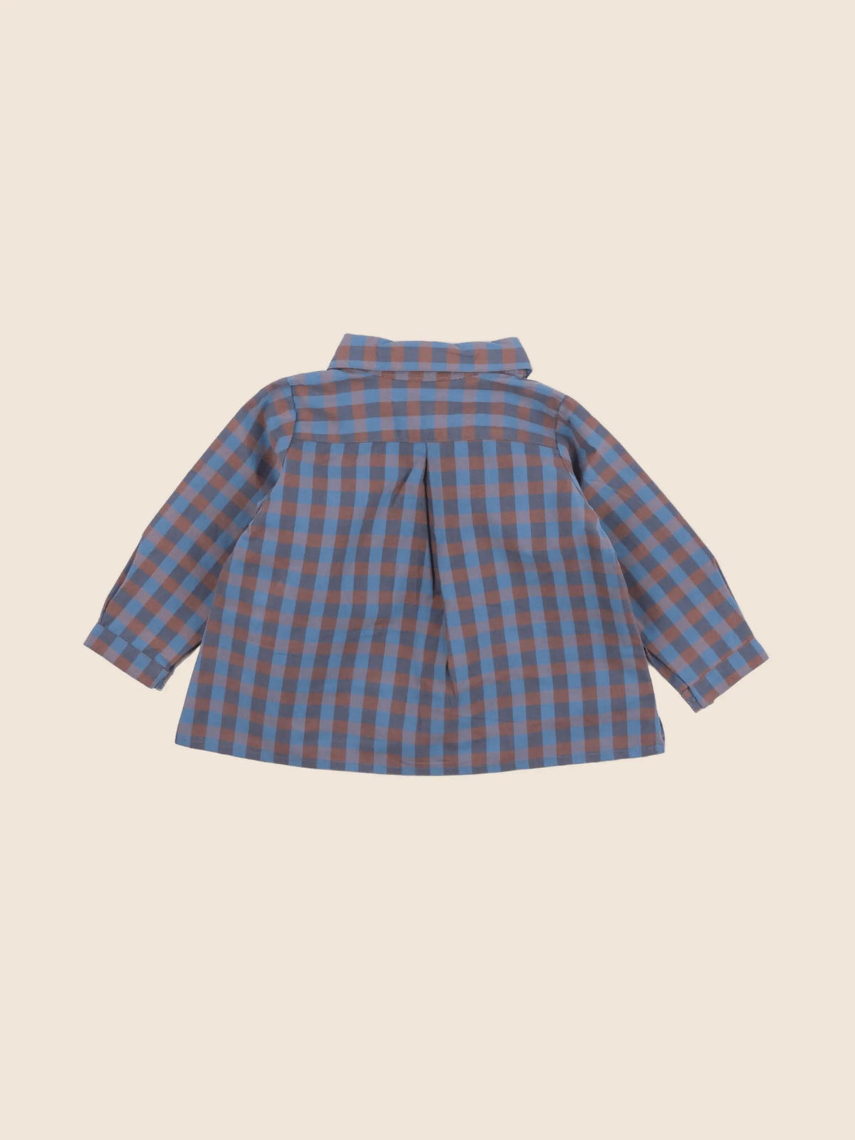 Bonnet à Pompon - chemise bleu, marron - 6 mois