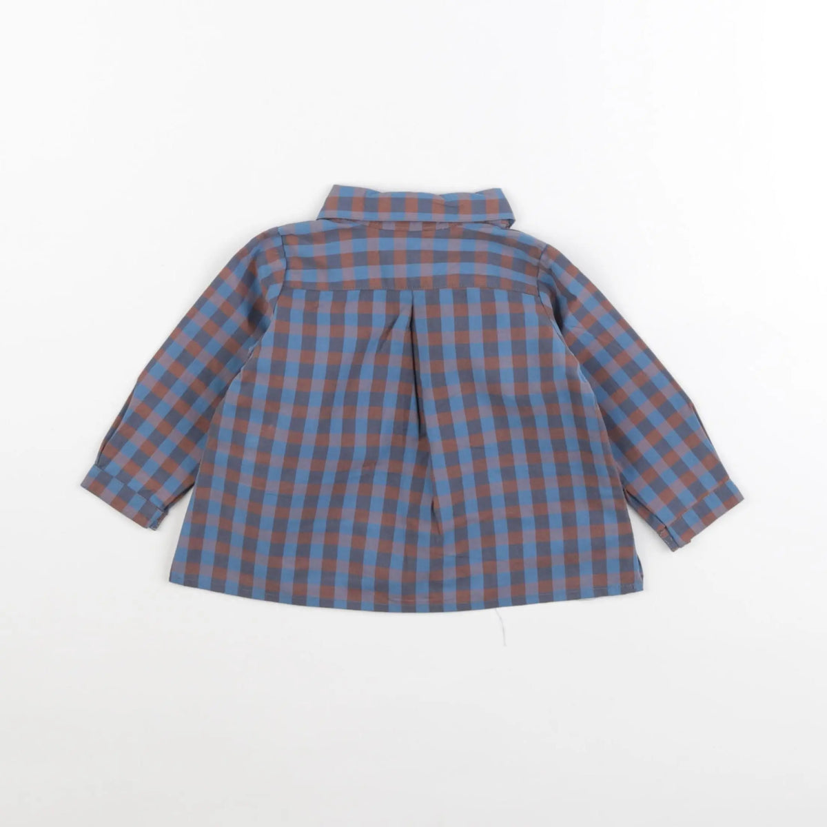Bonnet à Pompon - chemise bleu, marron - 6 mois