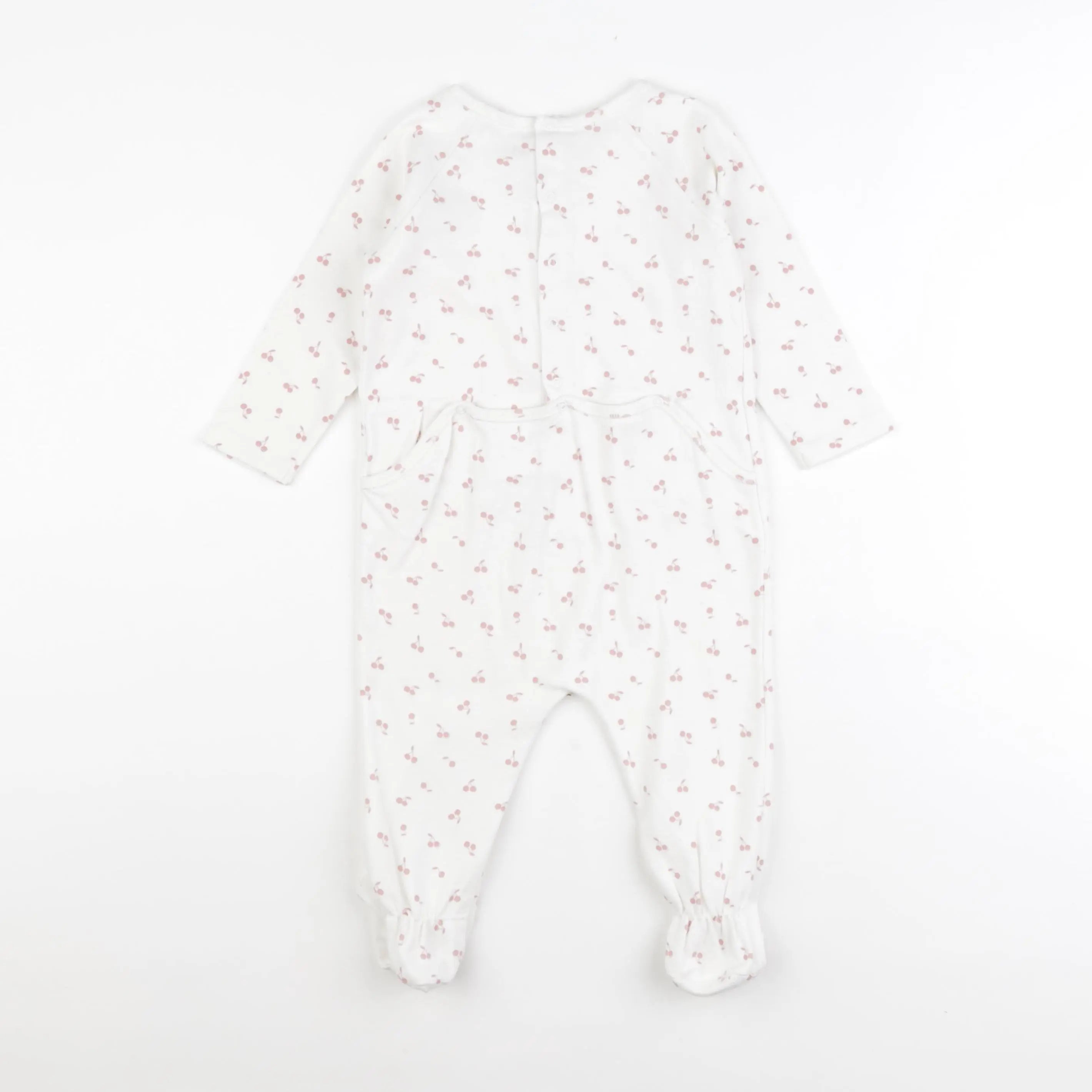 Bonpoint - pyjama coton blanc, rose - 18 mois