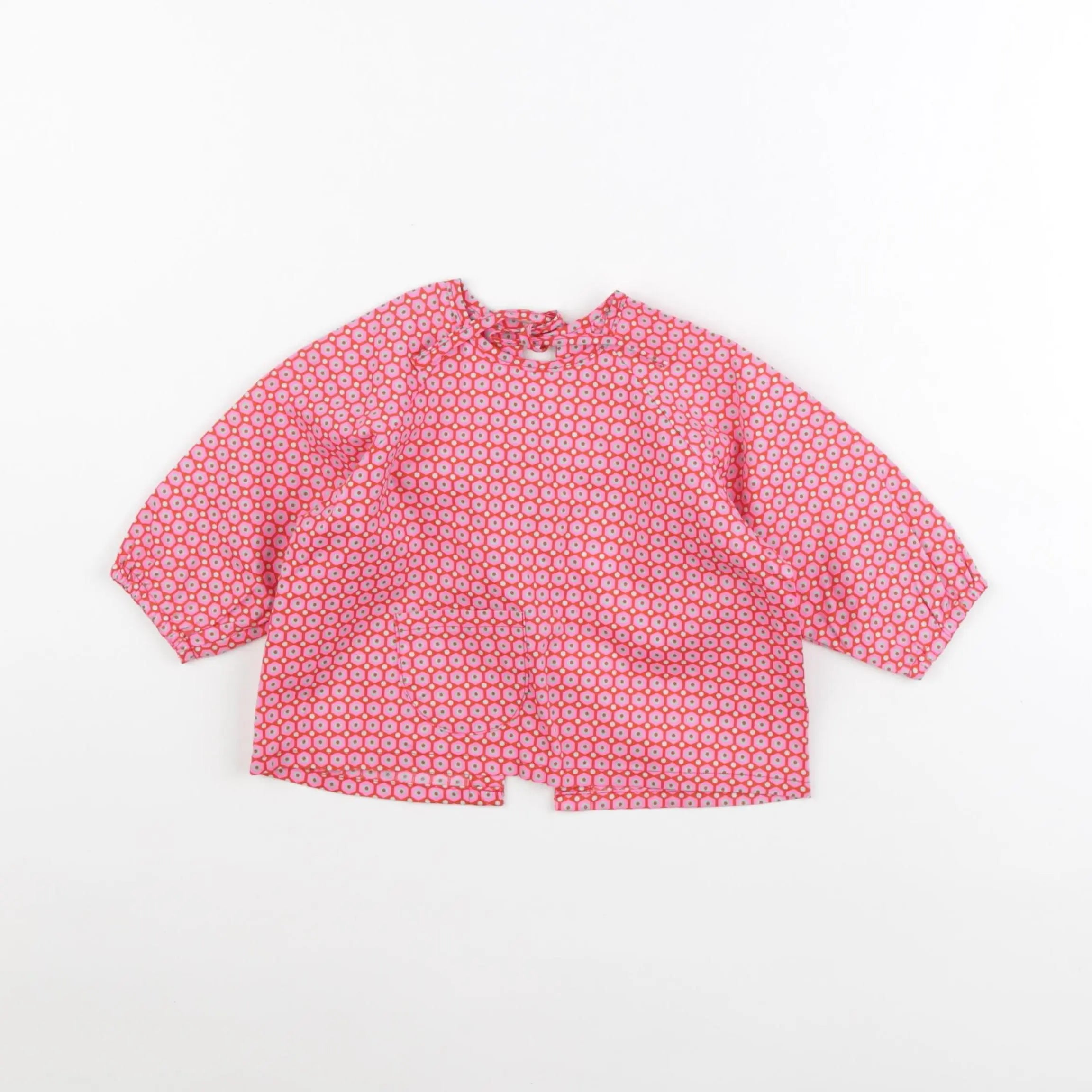 Petit Pan - blouse rouge, rose - 3 mois