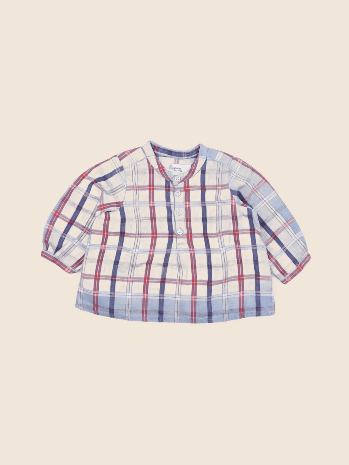 Bonpoint - chemise bleu, rouge - 6 mois