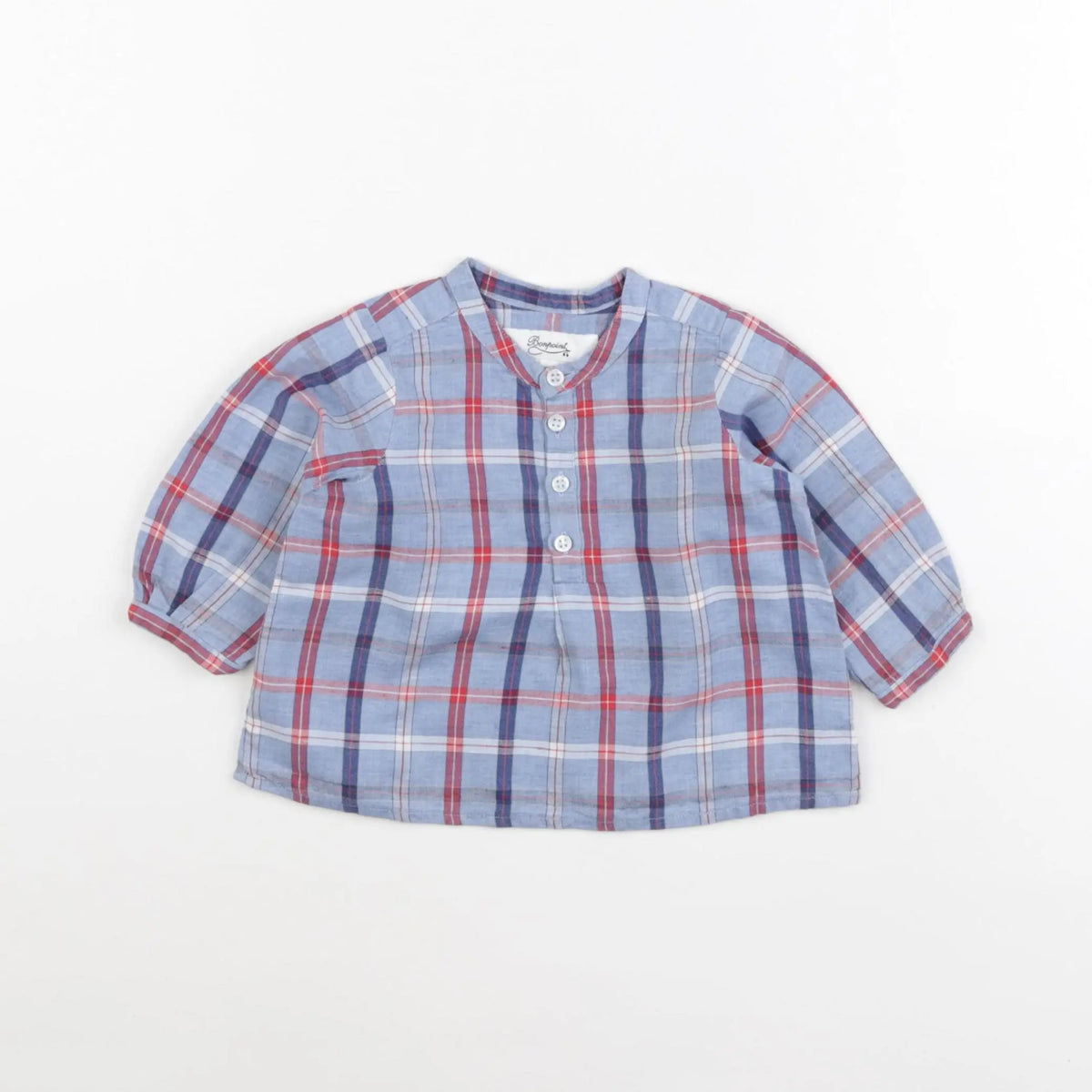 Bonpoint - chemise bleu, rouge - 6 mois