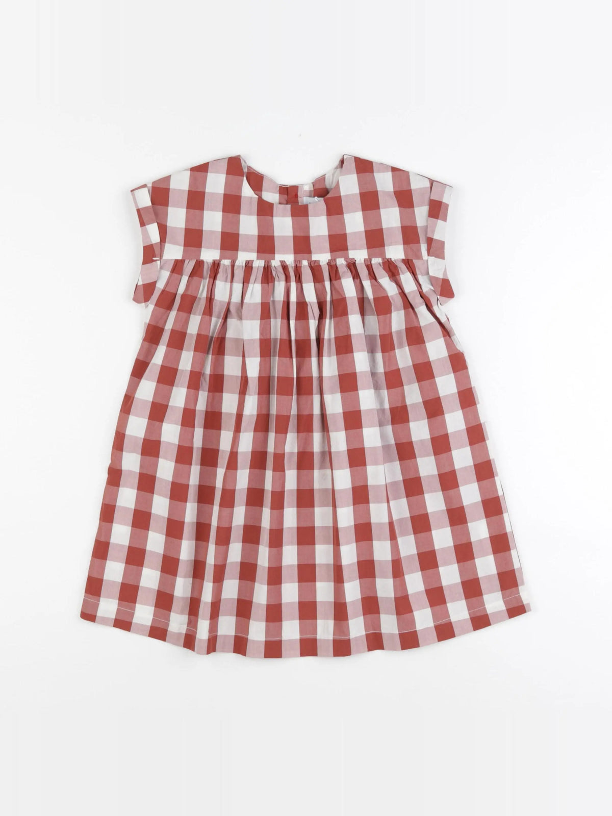 Petit Bateau - robe blanc, rouge - 12 mois