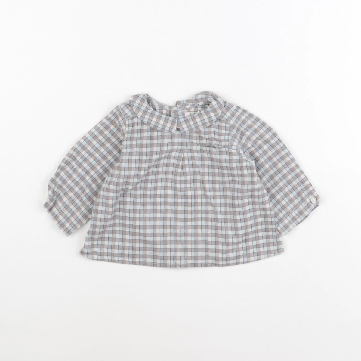 Bonpoint - blouse bleu, gris - 6 mois