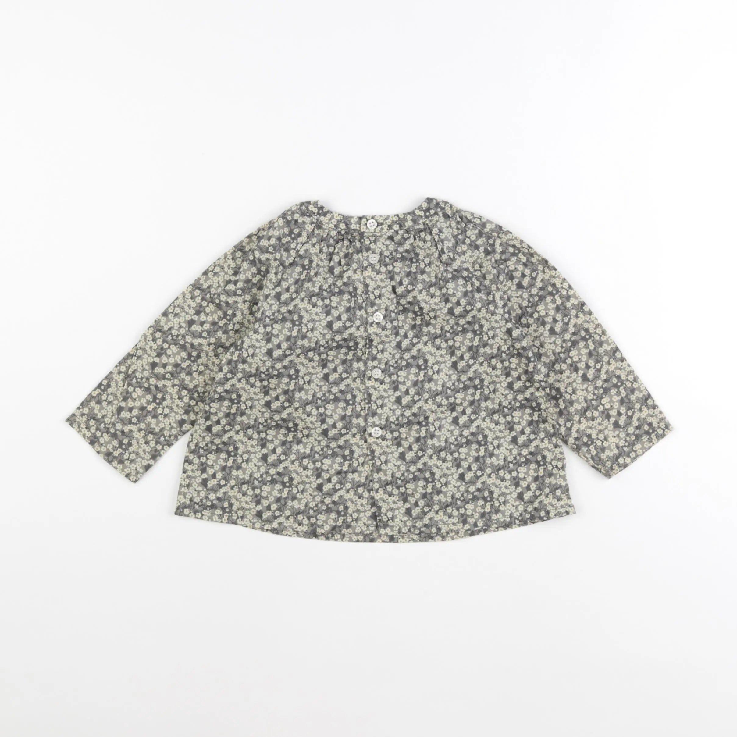 Bonpoint - blouse jaune, gris - 12 mois