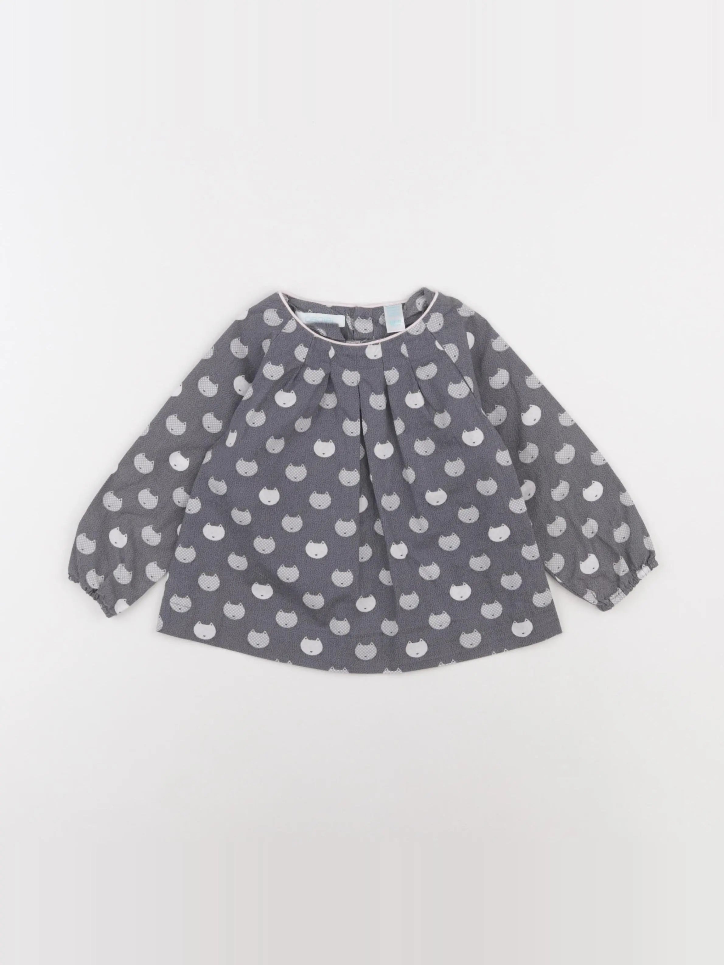 Obaïbi - blouse gris - 12 mois