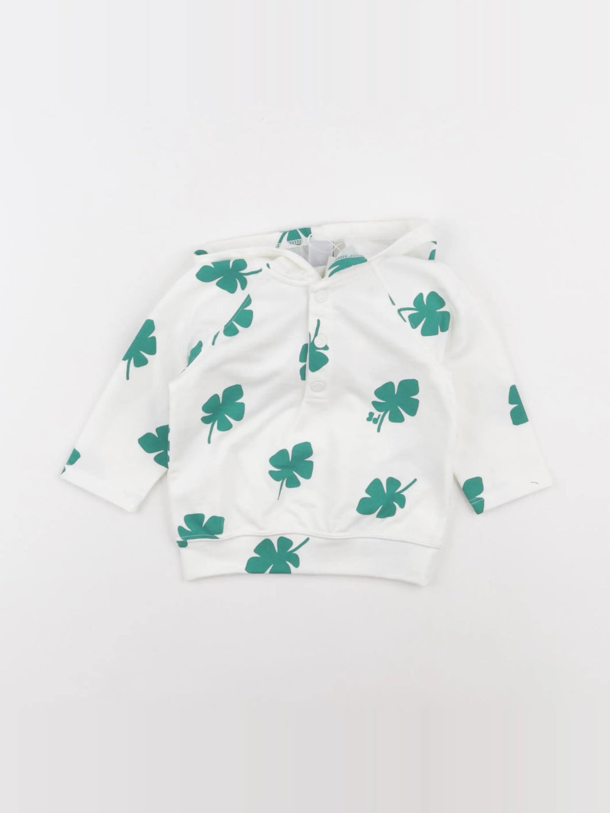 Petit Bateau - sweat blanc, vert - 24 mois