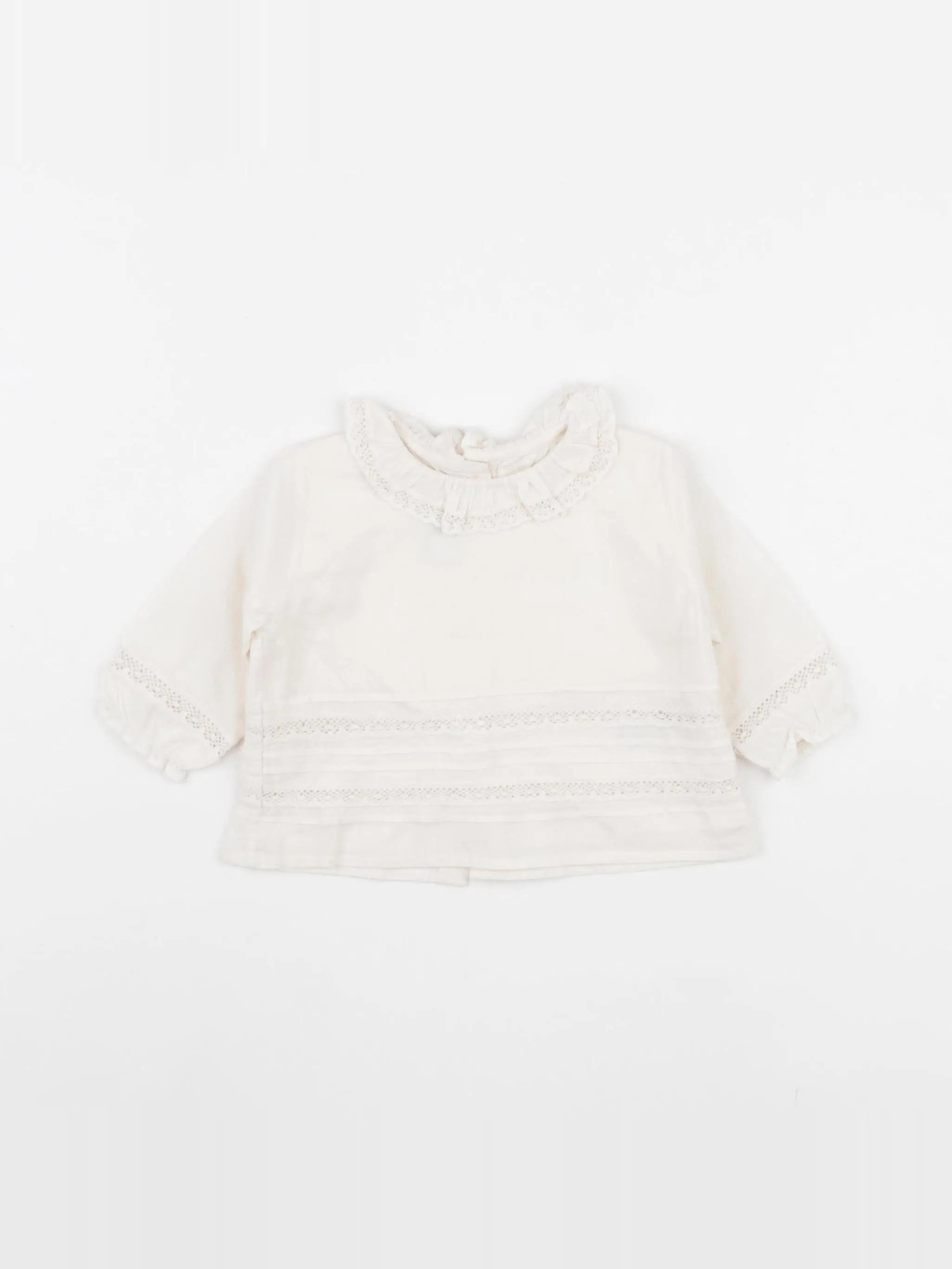 Bonnet à Pompon - blouse beige - 1 mois