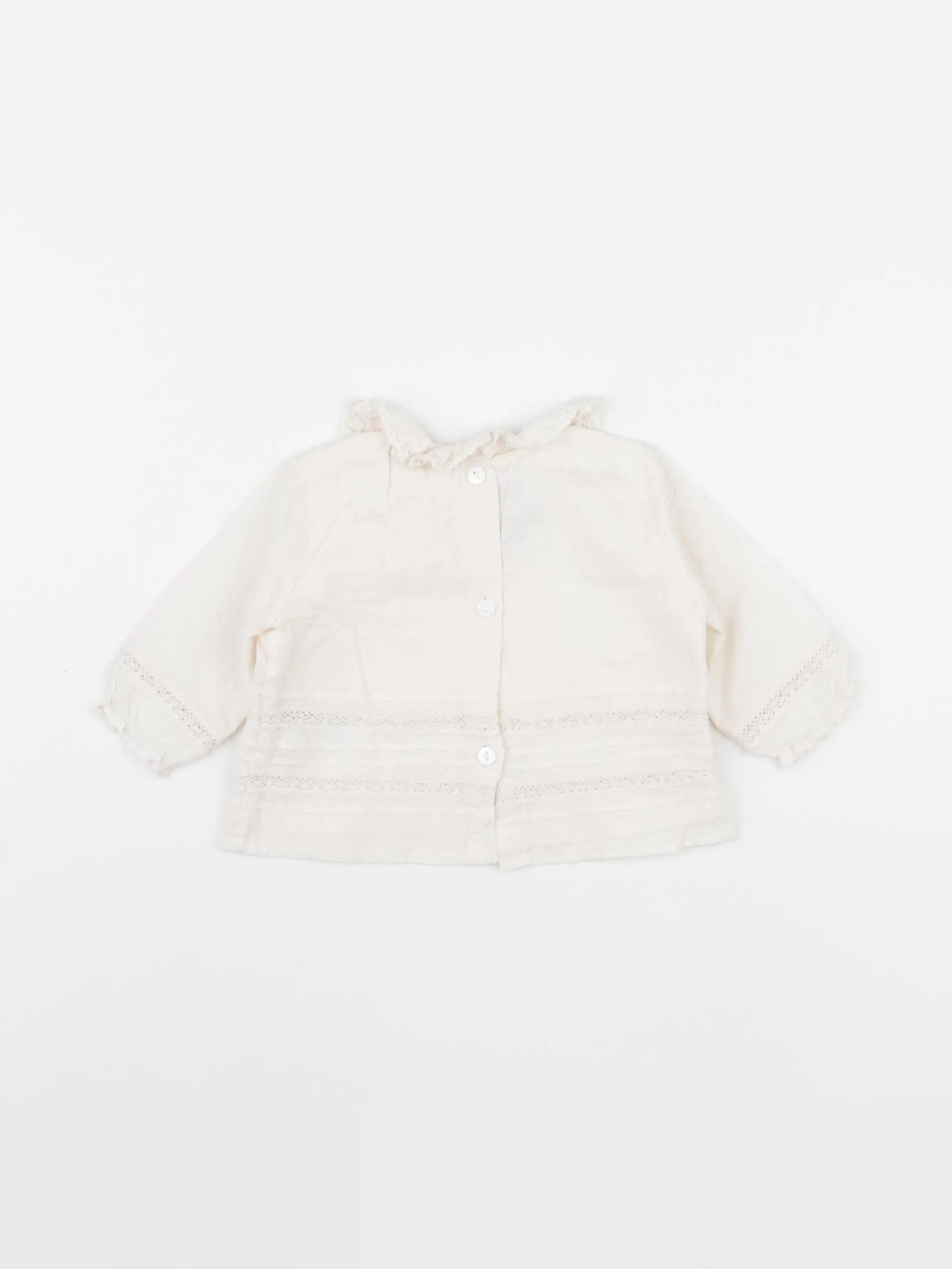 Bonnet à Pompon - blouse beige - 1 mois