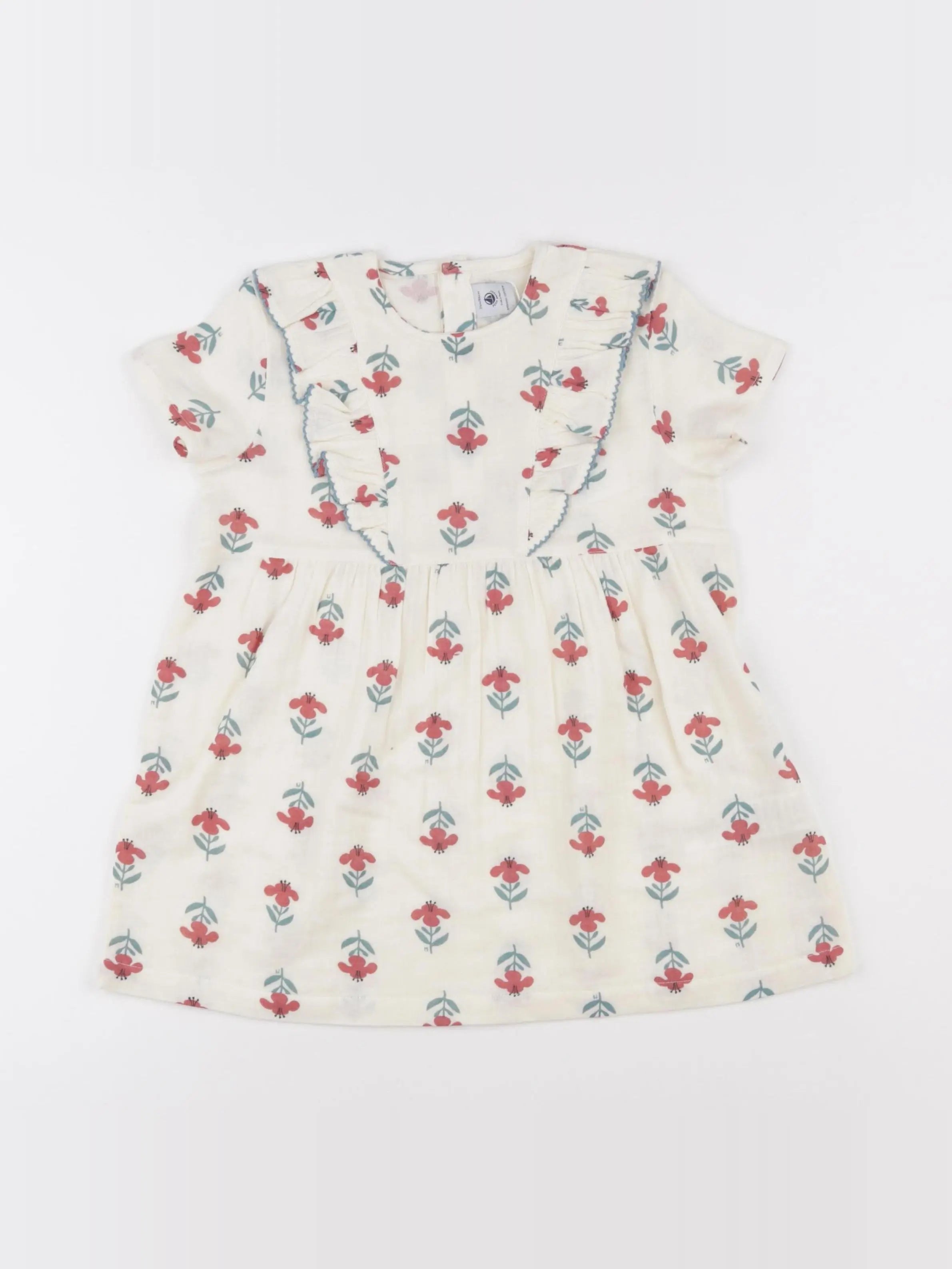 Bonton - robe beige, rouge - 24 mois