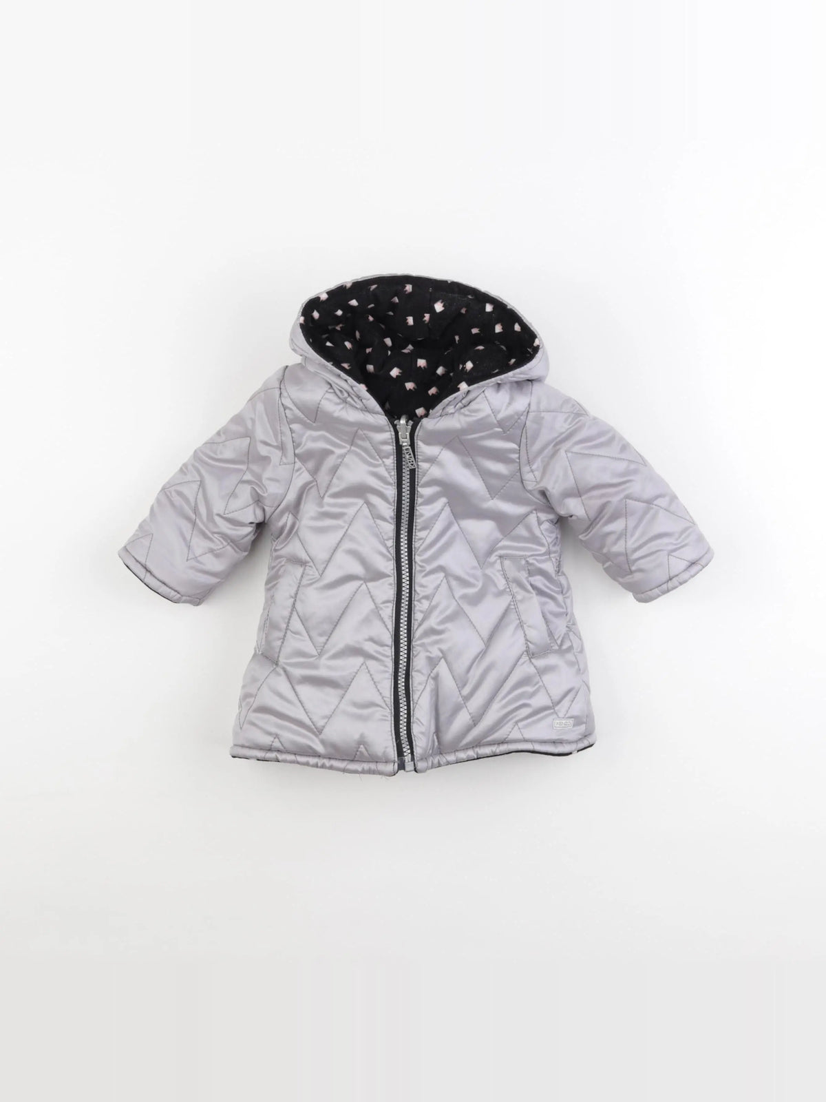 Kenzo - doudoune réversible noir, argent - 6 mois