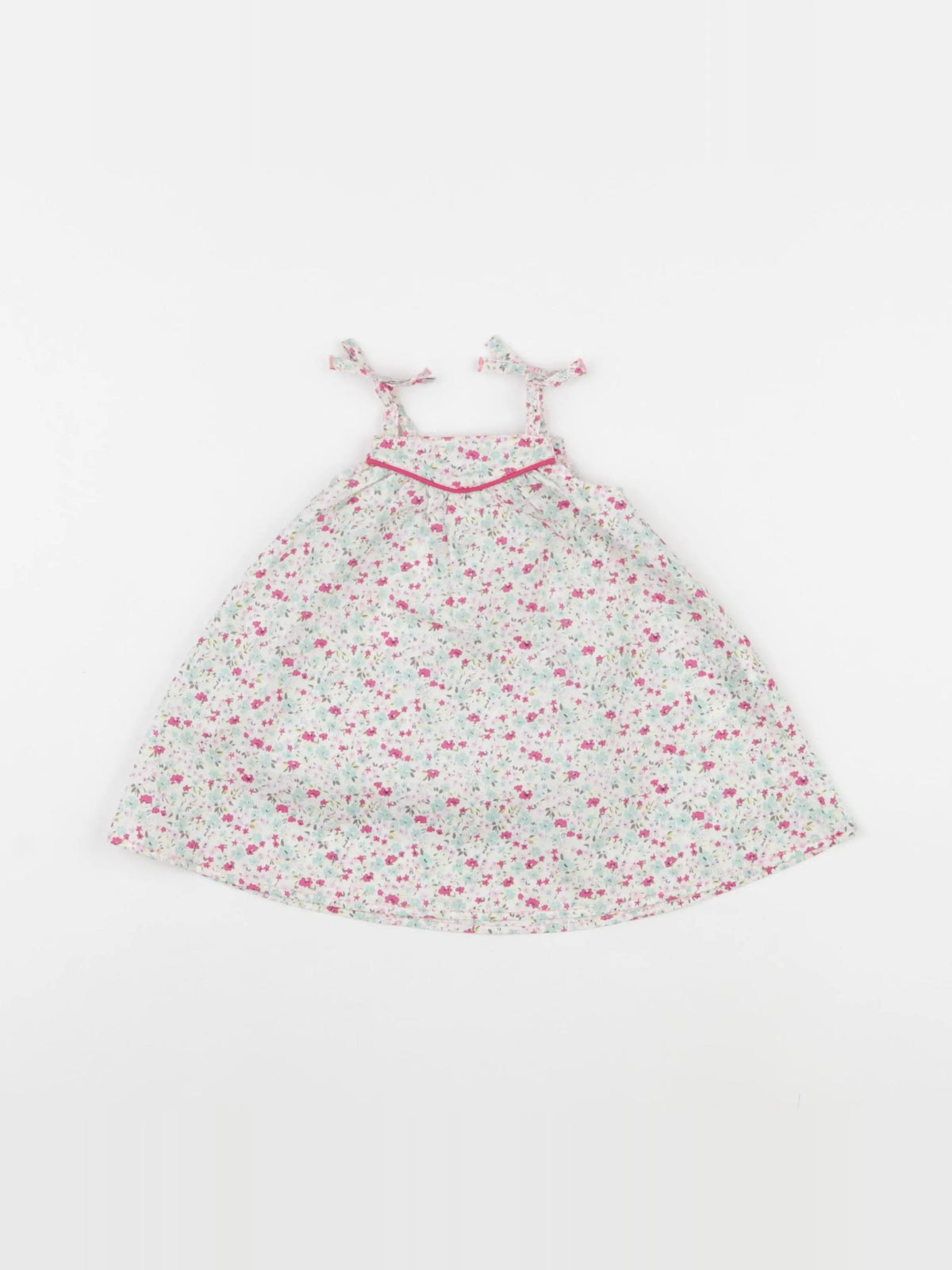 Petit Bateau - robe rose, vert (état neuf) - 3 mois