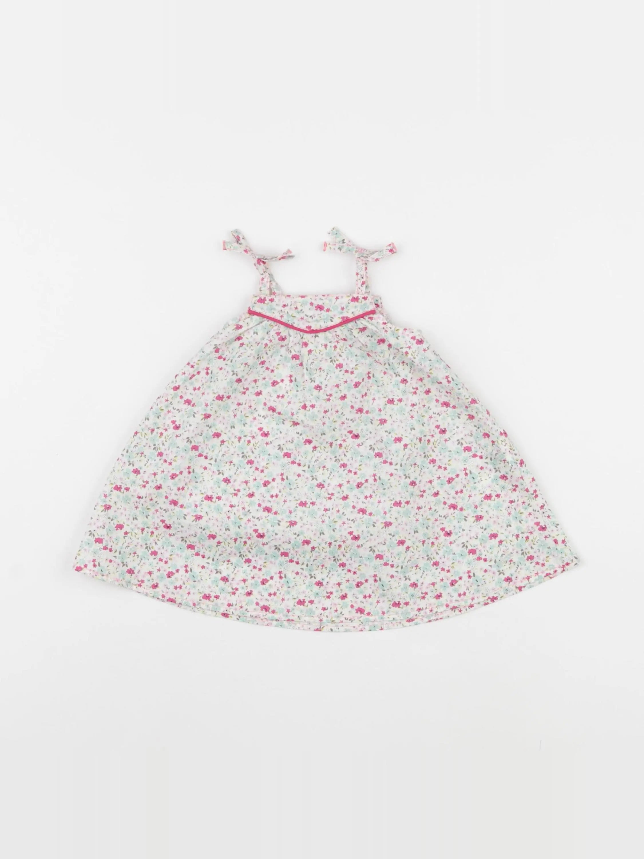 Petit Bateau - robe rose, vert (état neuf) - 3 mois