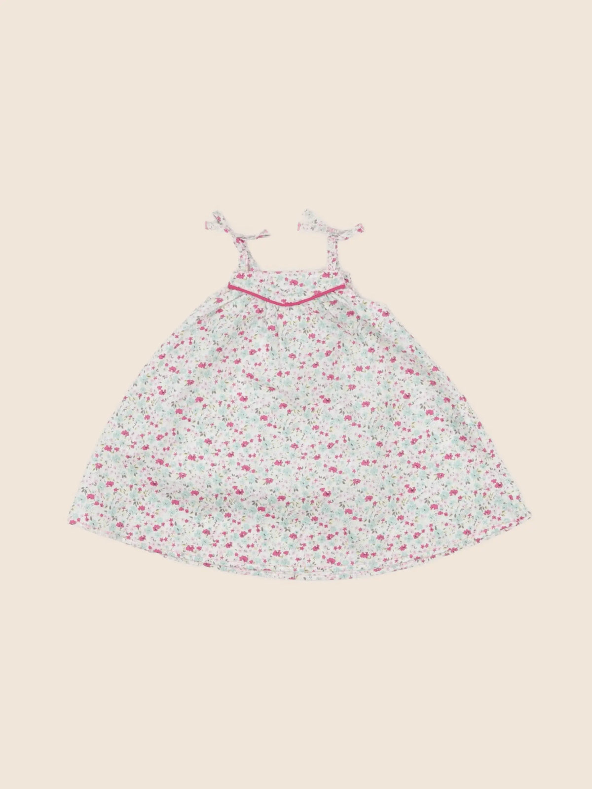 Petit Bateau - robe rose, vert (état neuf) - 3 mois