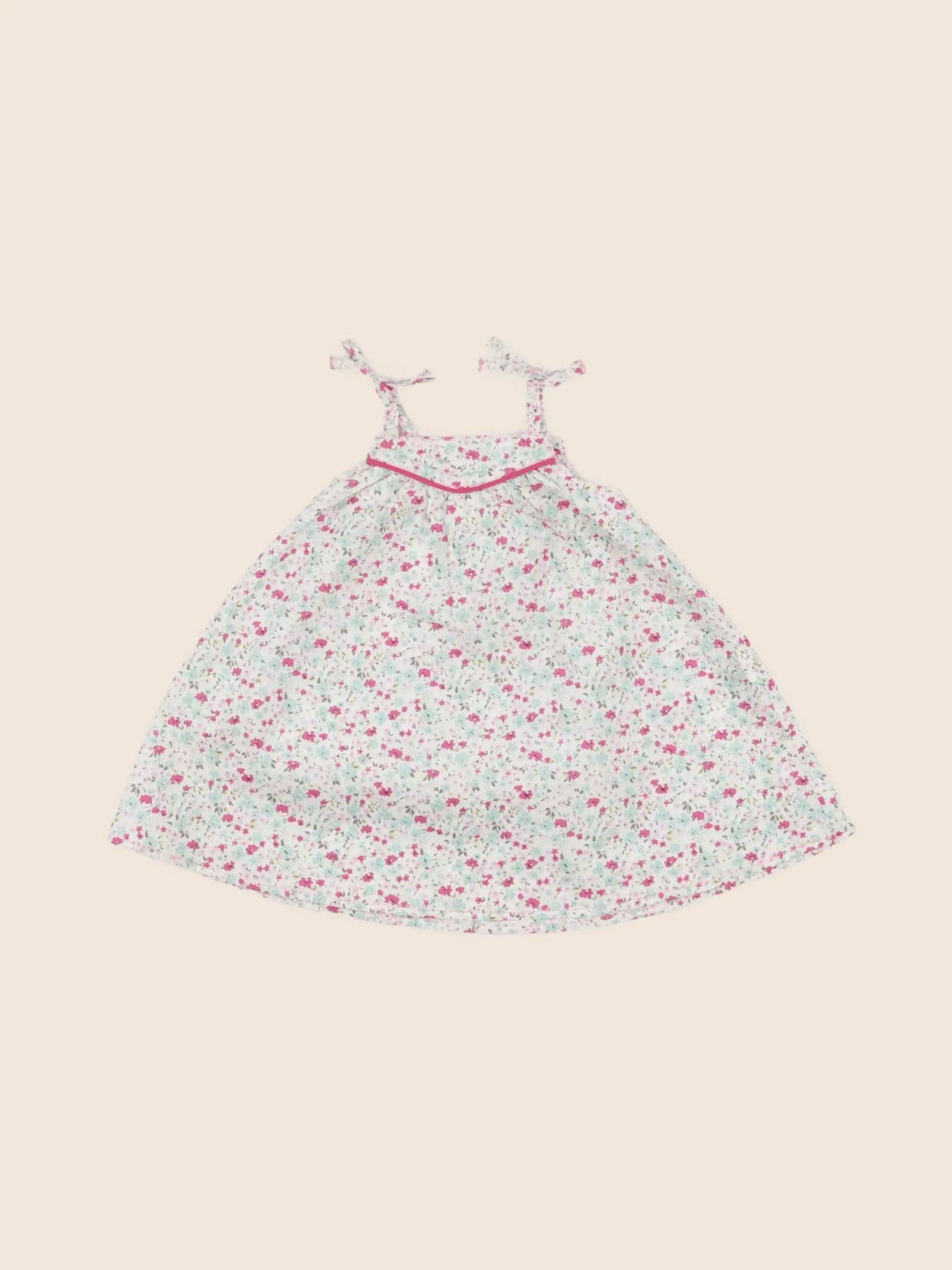 Petit Bateau - robe rose, vert (état neuf) - 3 mois
