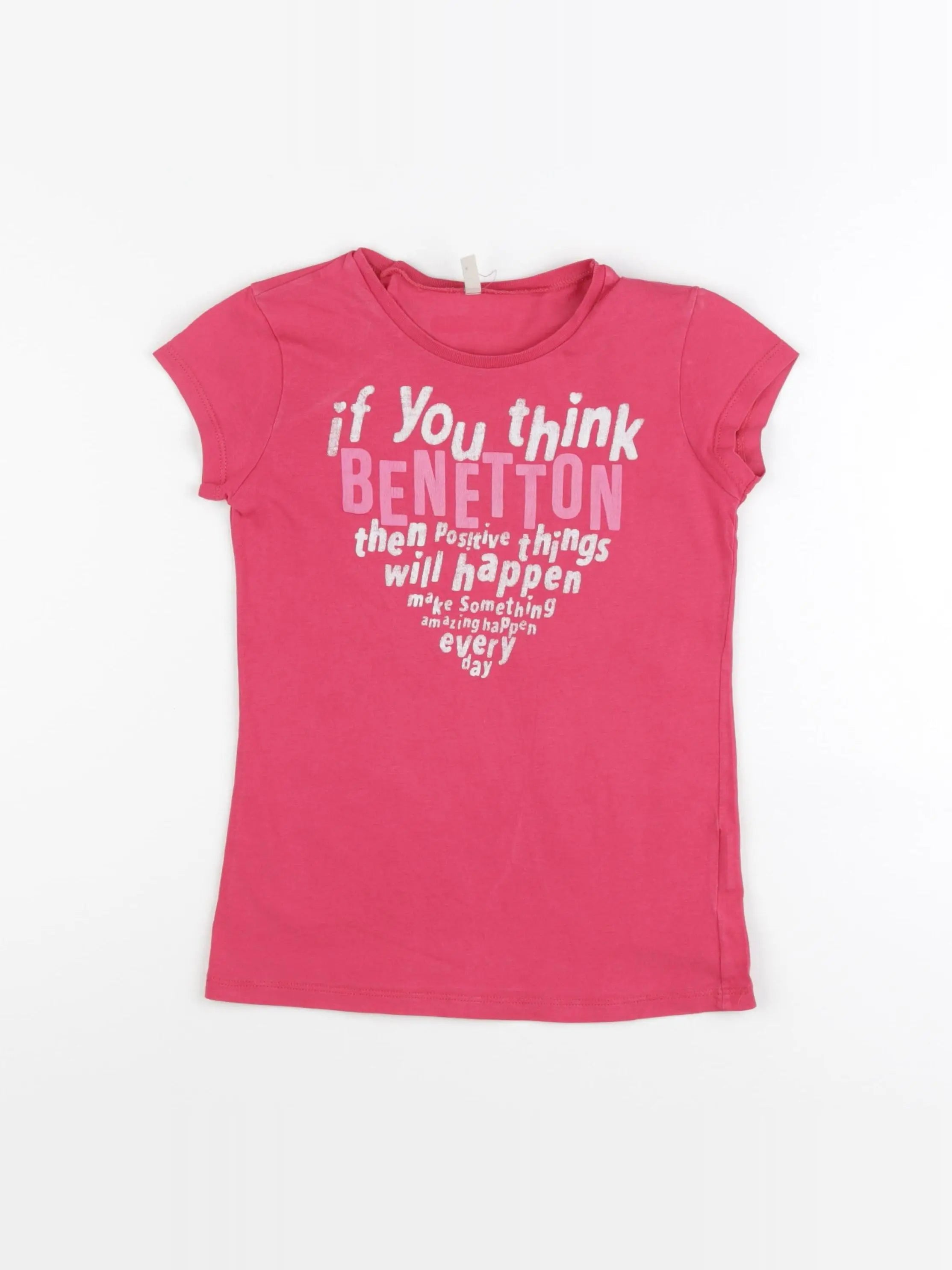 Benetton - tee-shirt rose - 7/8 ans