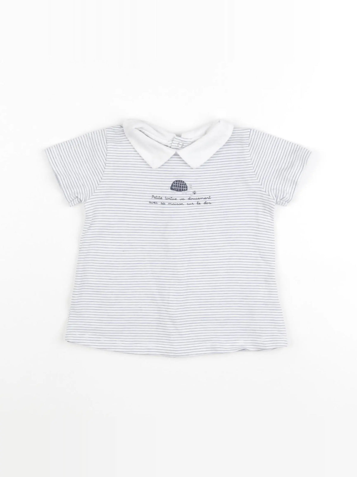 Boutchou - tee-shirt blanc, bleu - 9 mois