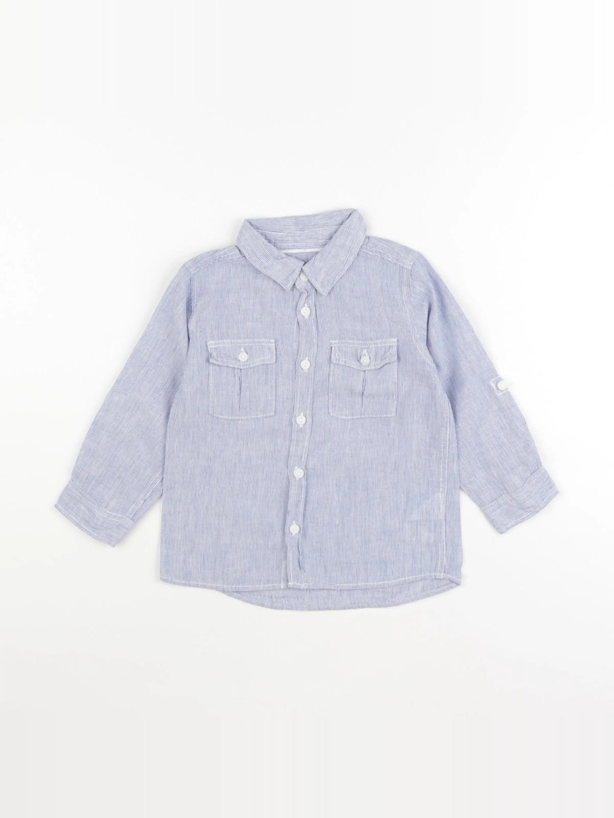 H&M - chemise blanc, bleu - 12/18 mois