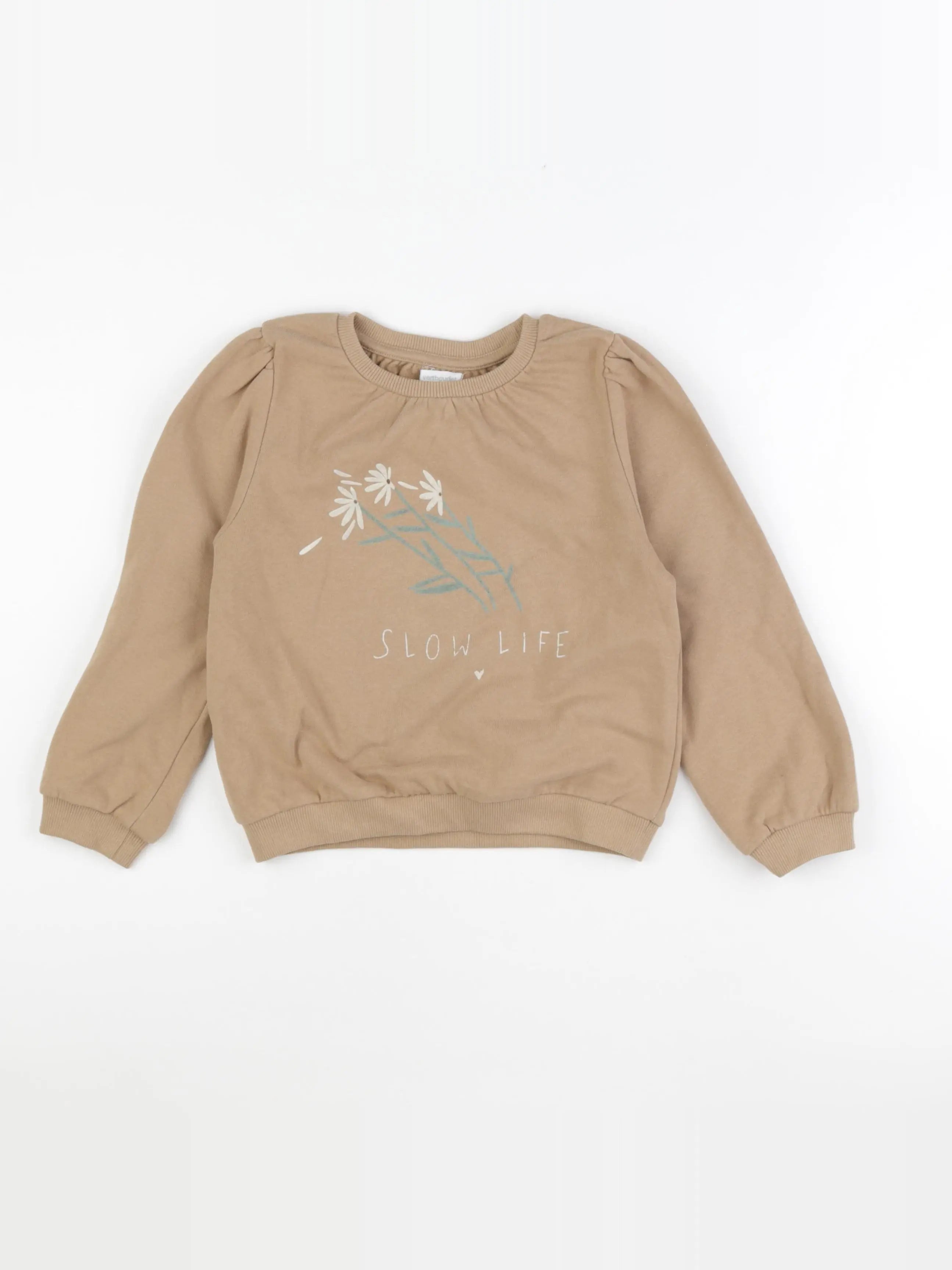 Vertbaudet - sweat beige - 6 ans