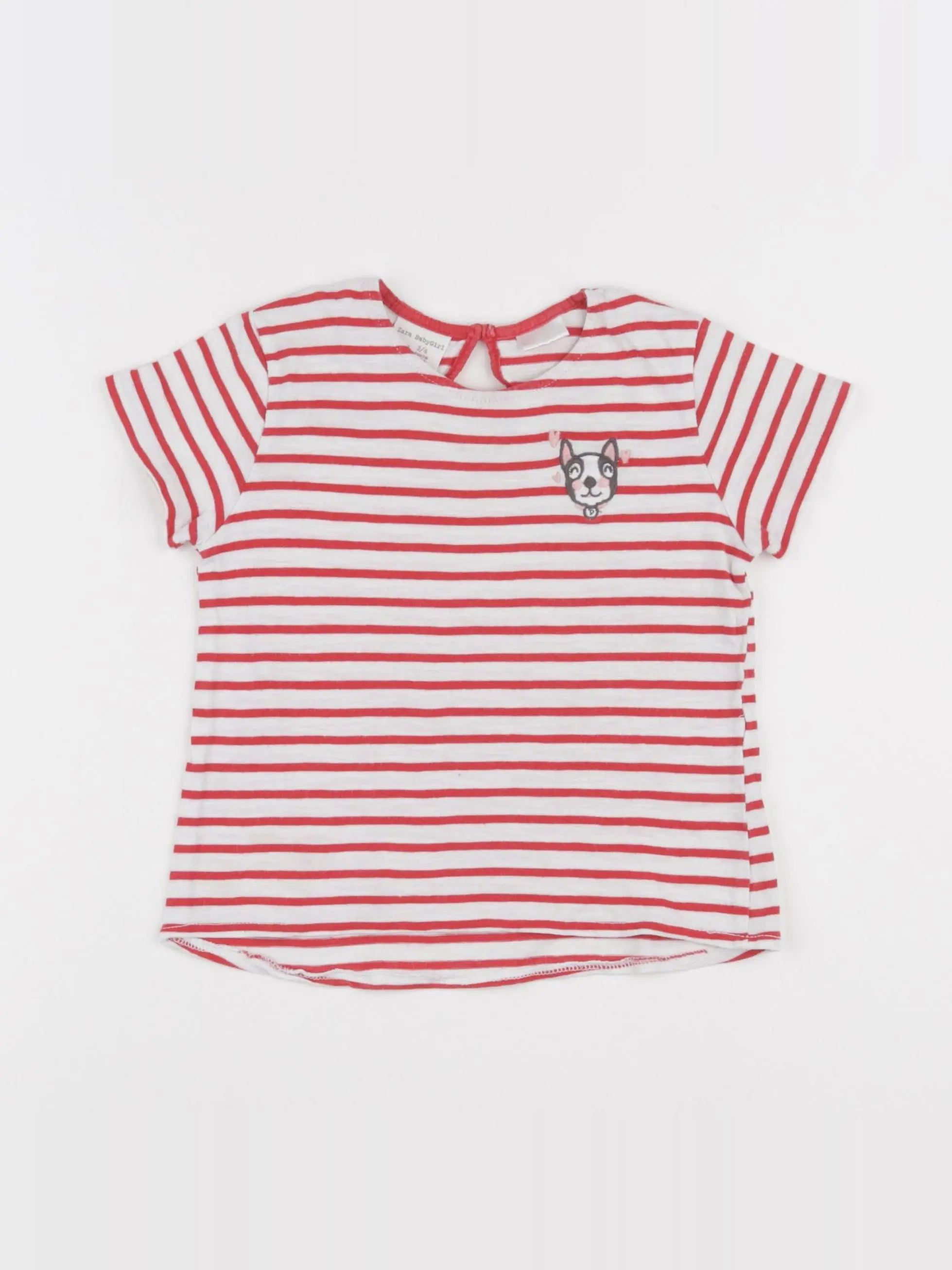 Zara - tee-shirt blanc, rouge - 3/4 ans