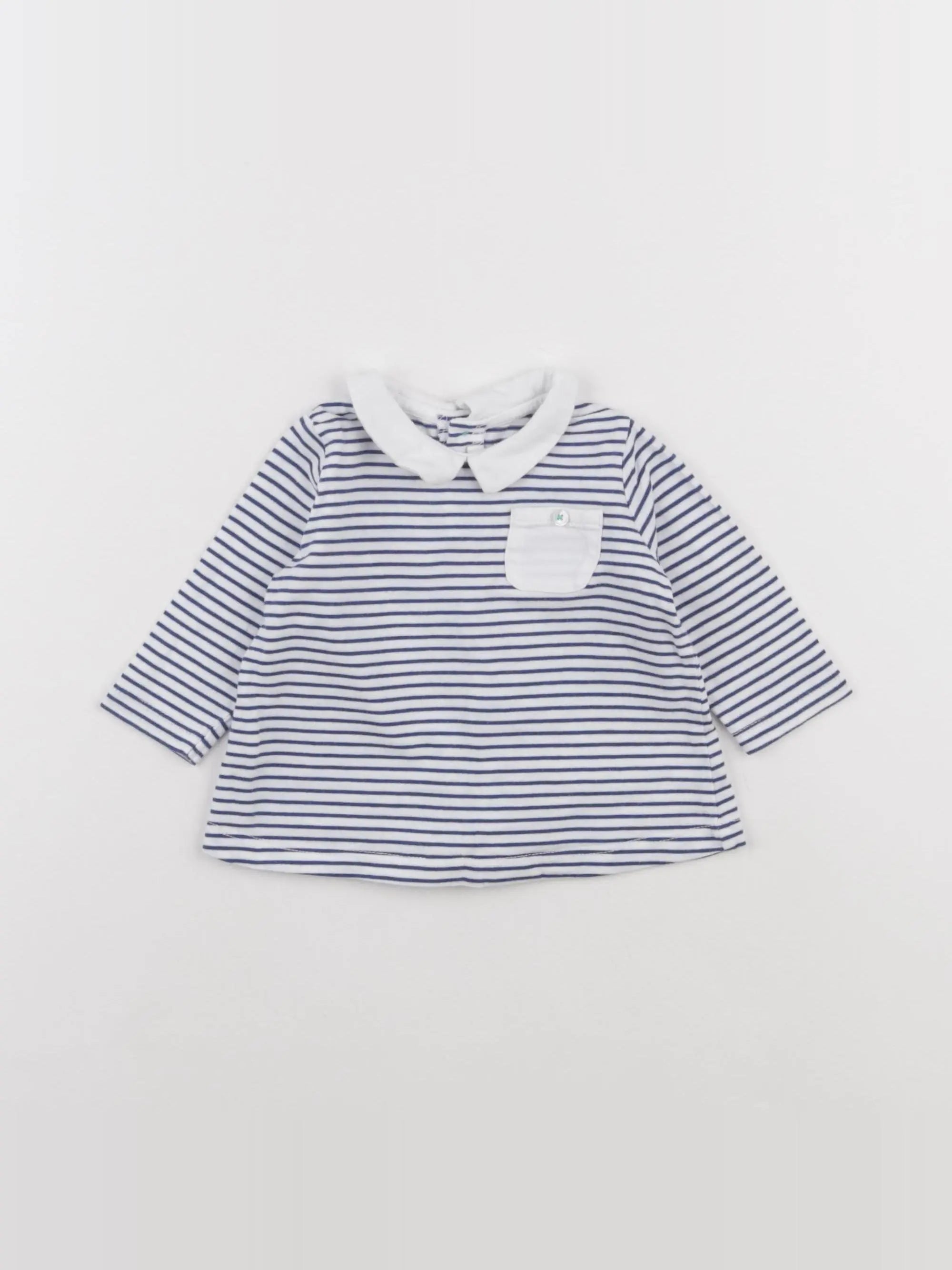 Boutchou - tee-shirt bleu, blanc - 6 mois