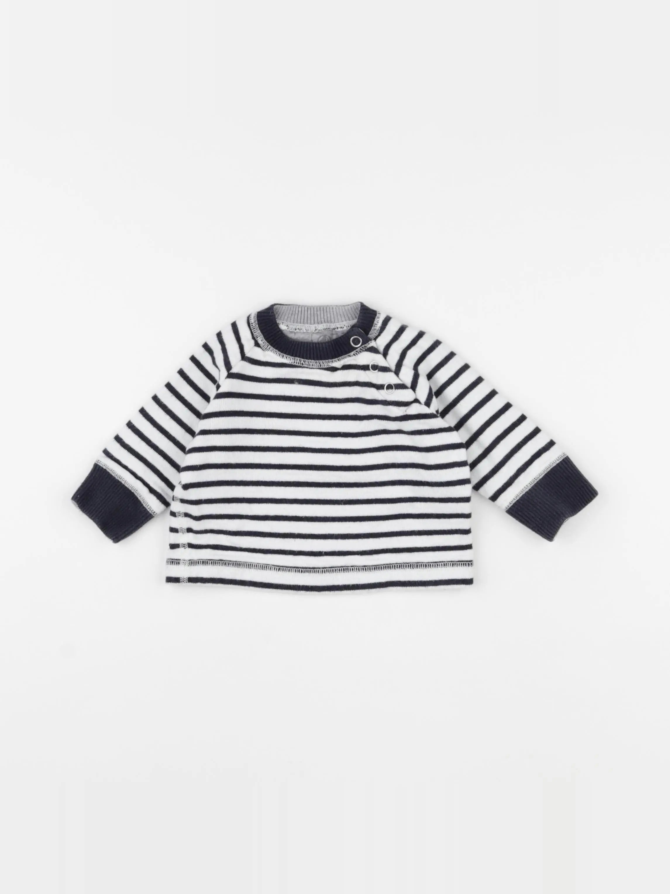 Petit Bateau - sweat bleu, blanc - 3 mois