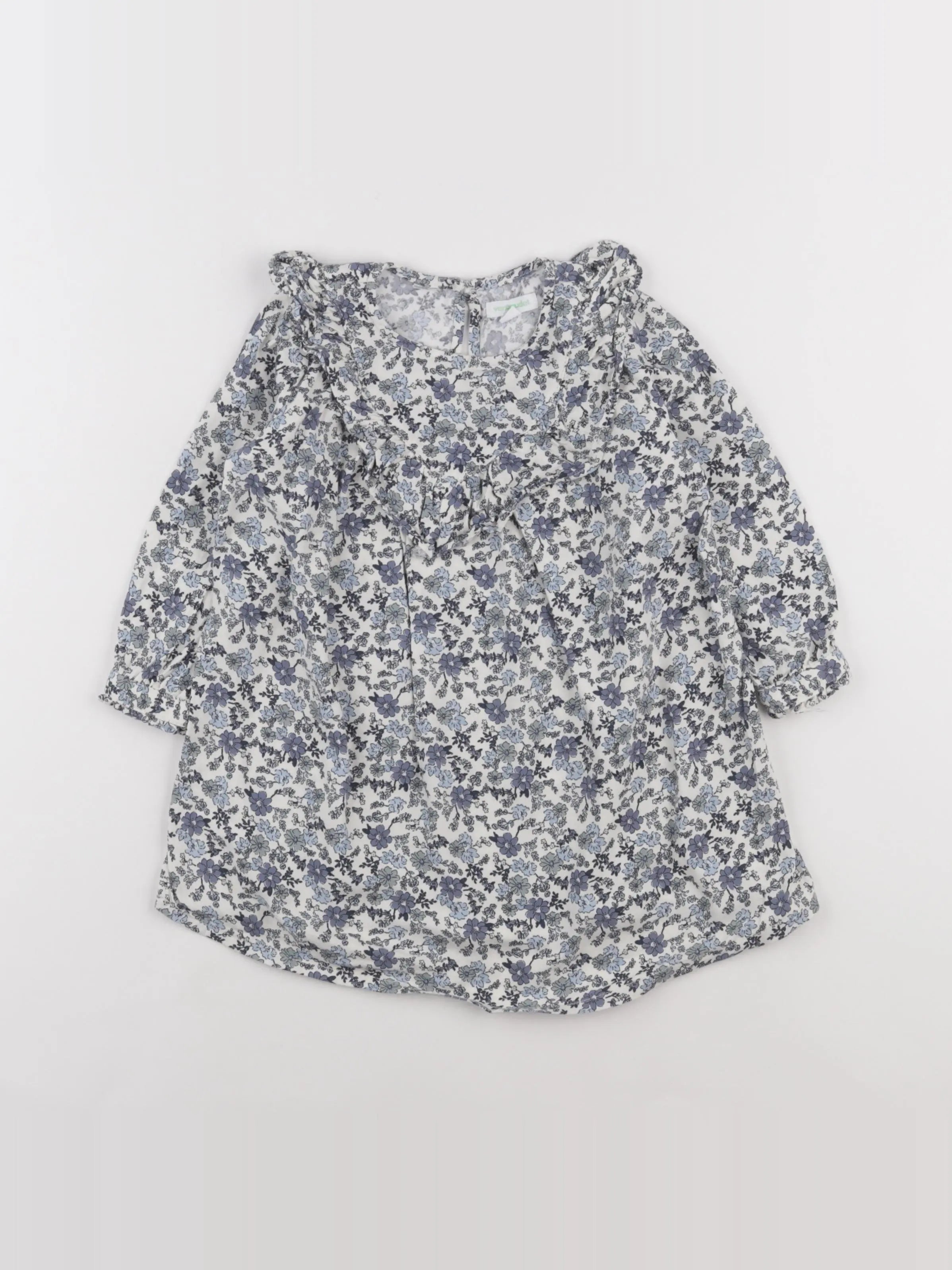 Vertbaudet - robe bleu, blanc - 2 ans