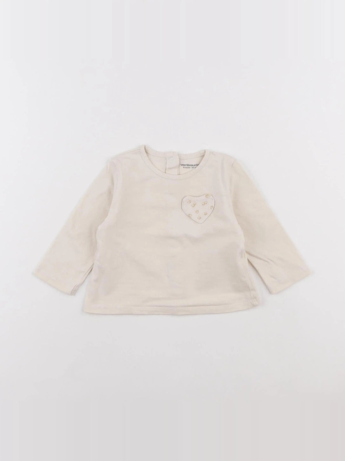 Vertbaudet - tee-shirt beige - 6 mois