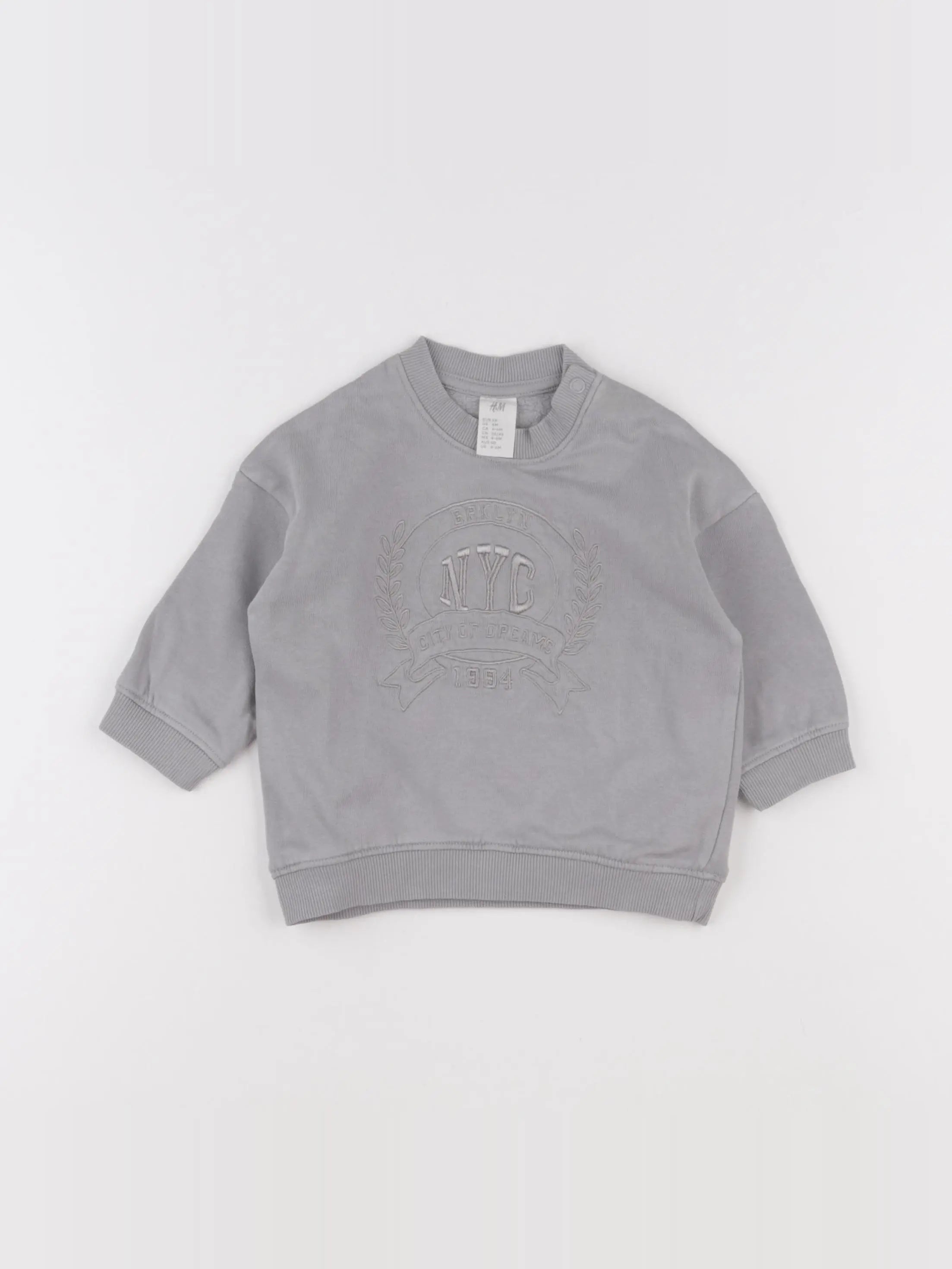 H&M - sweat gris - 3/6 mois