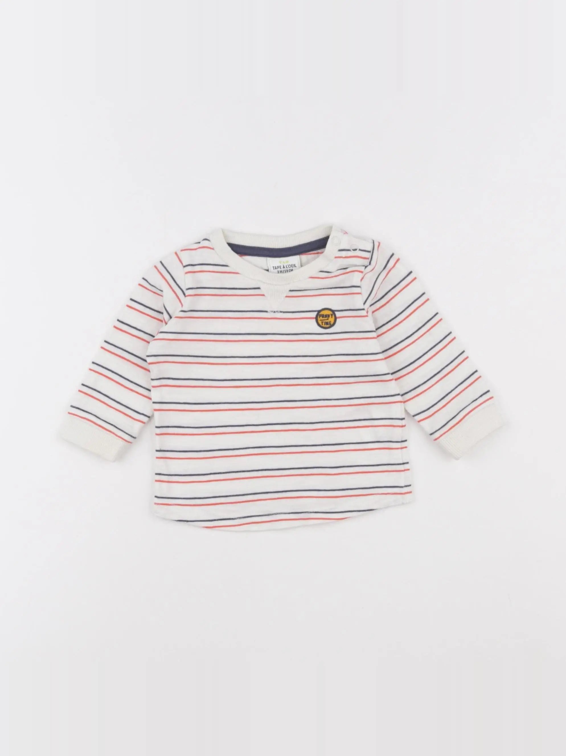 Tape à l'oeil - tee-shirt blanc, bleu - 3 mois