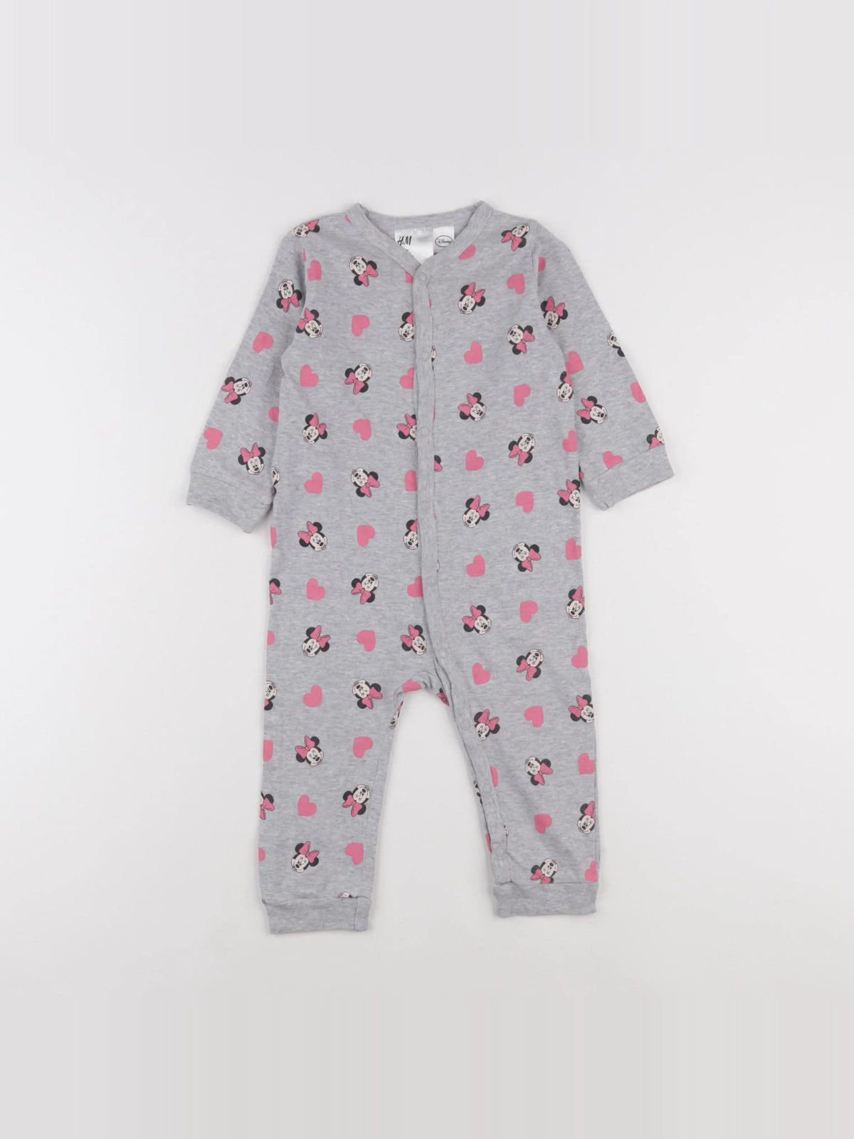 H&M - pyjama coton gris, rose - 9/12 mois