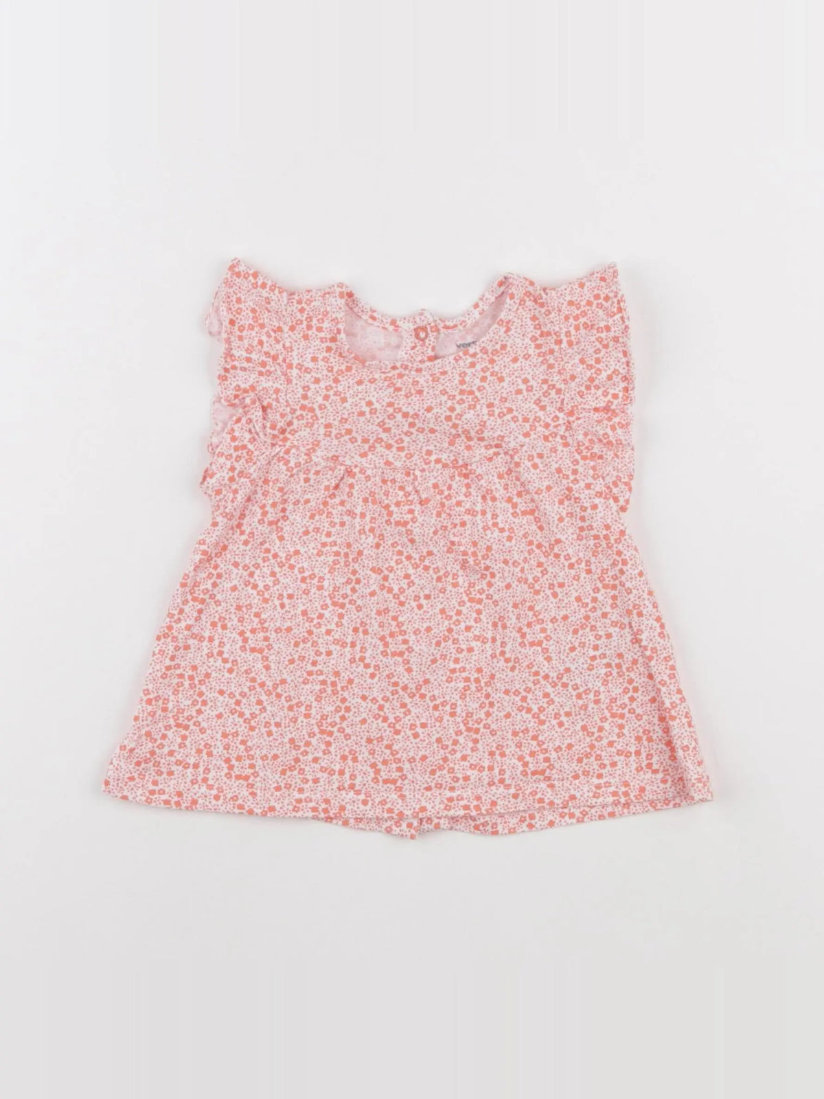 Vertbaudet - tee-shirt blanc, orange - 9 mois