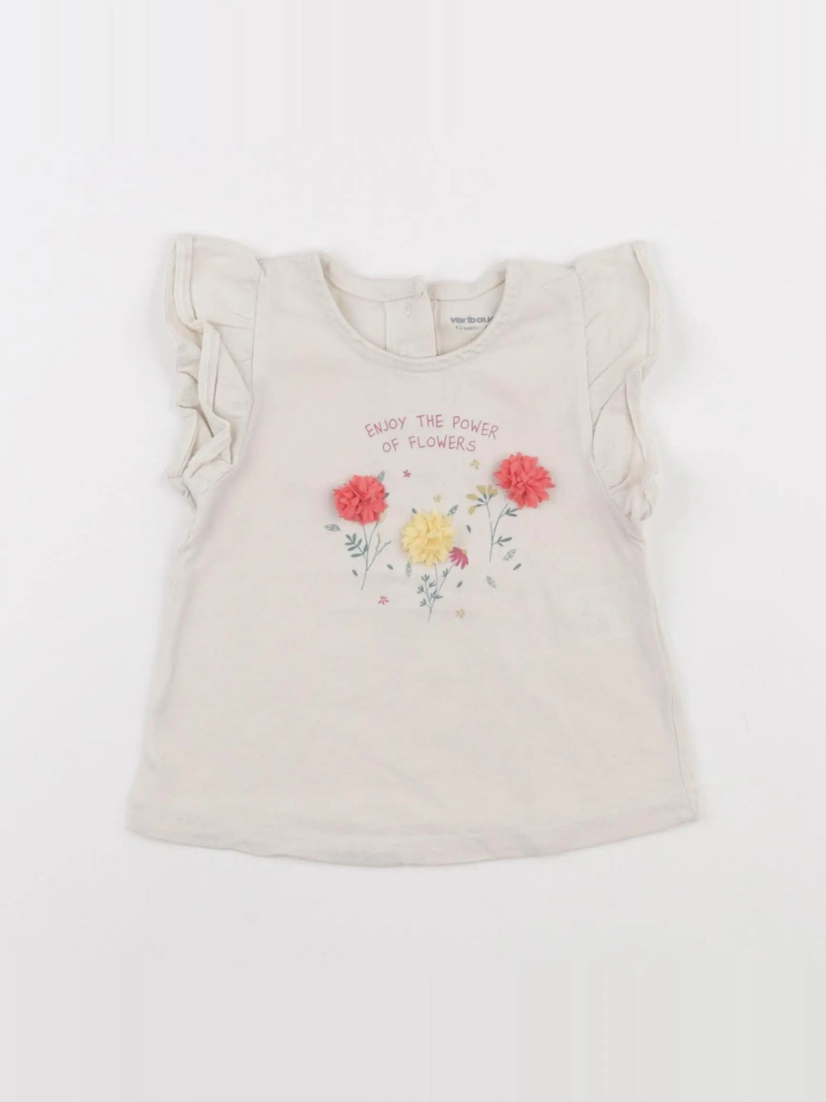 Vertbaudet - tee-shirt beige - 12 mois