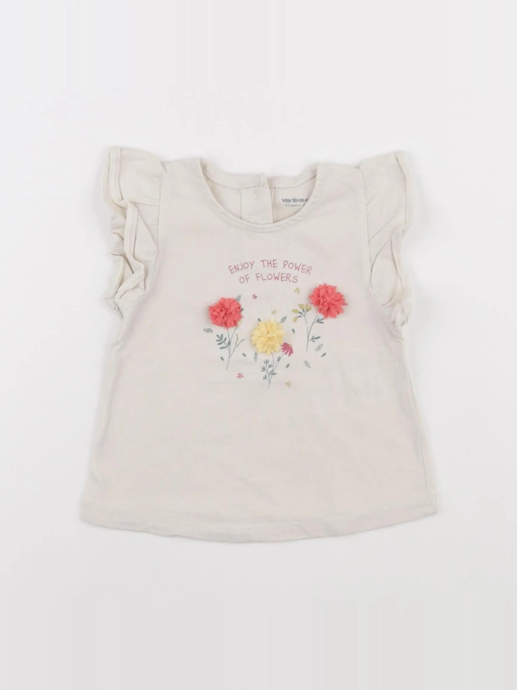 Vertbaudet - tee-shirt beige - 12 mois