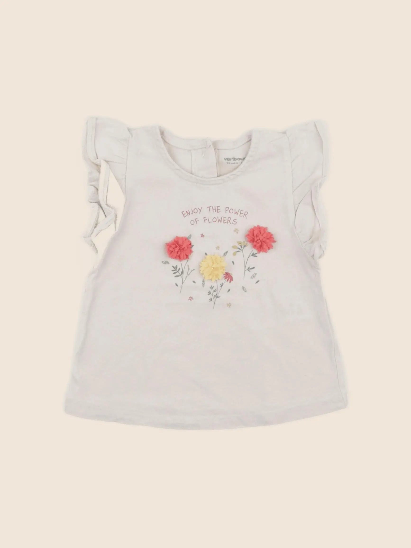 Vertbaudet - tee-shirt beige - 12 mois
