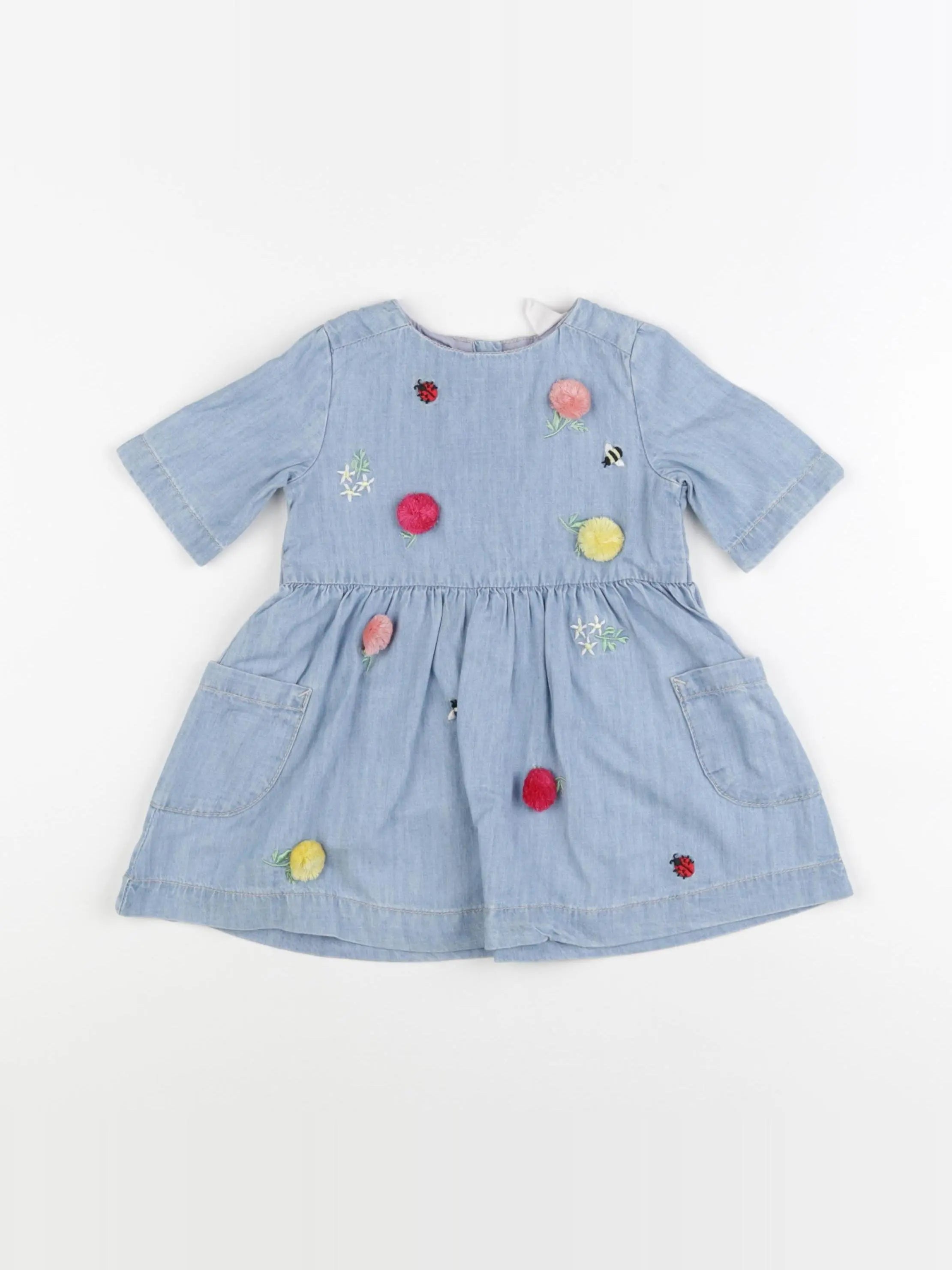 H&M - robe bleu - 6/9 mois
