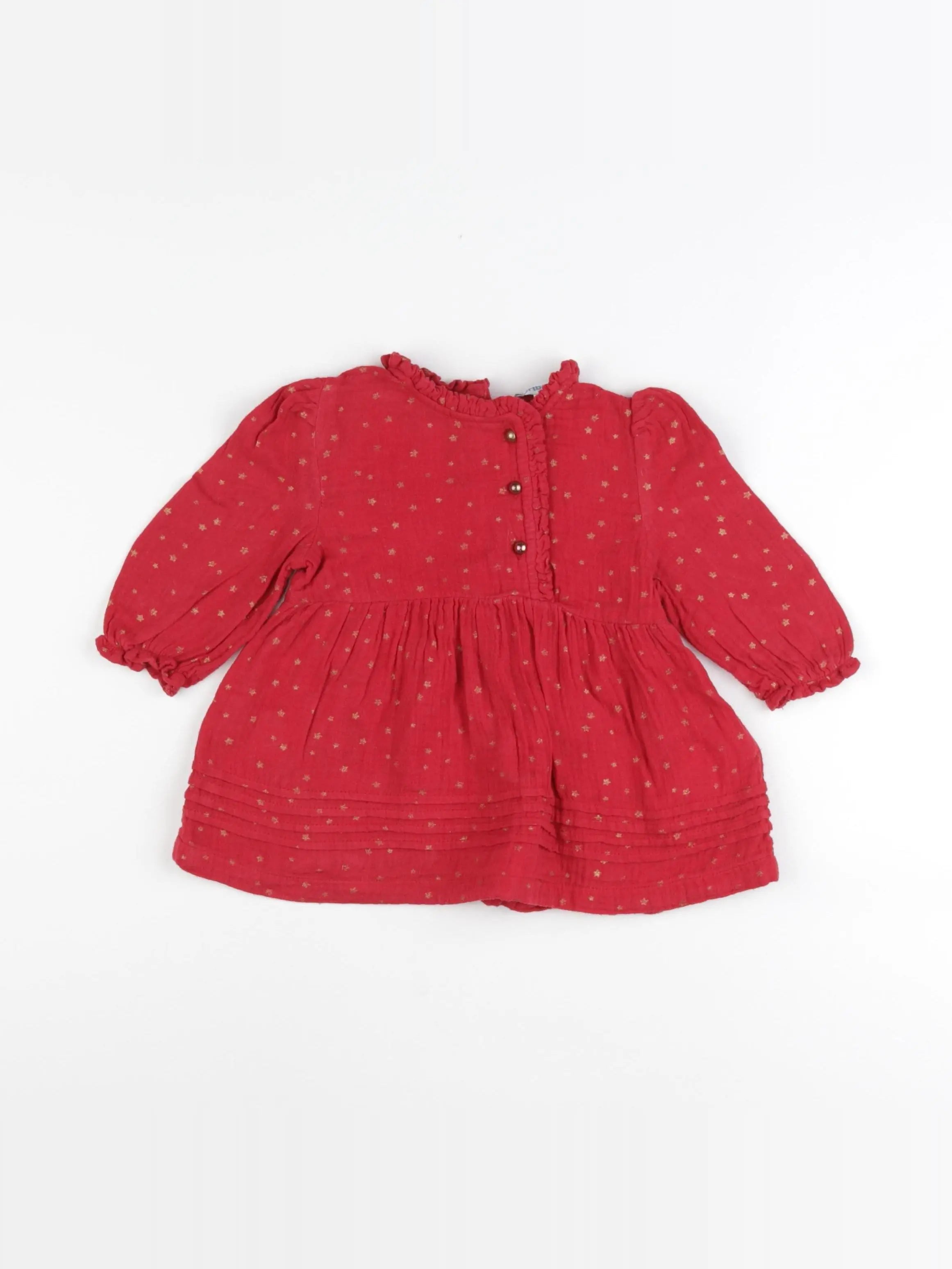 Vertbaudet - robe rouge, or - 6 mois