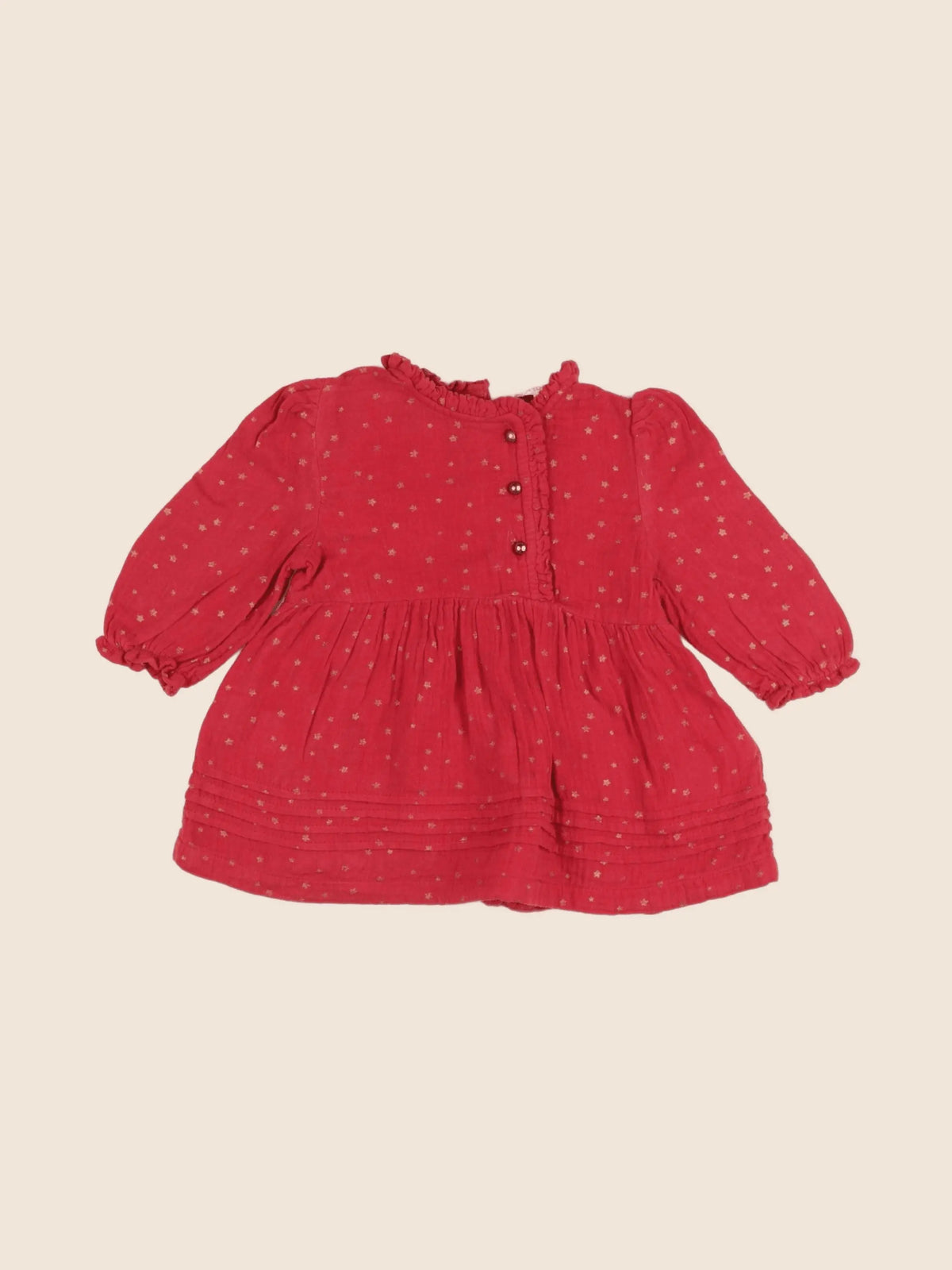 Vertbaudet - robe rouge, or - 6 mois