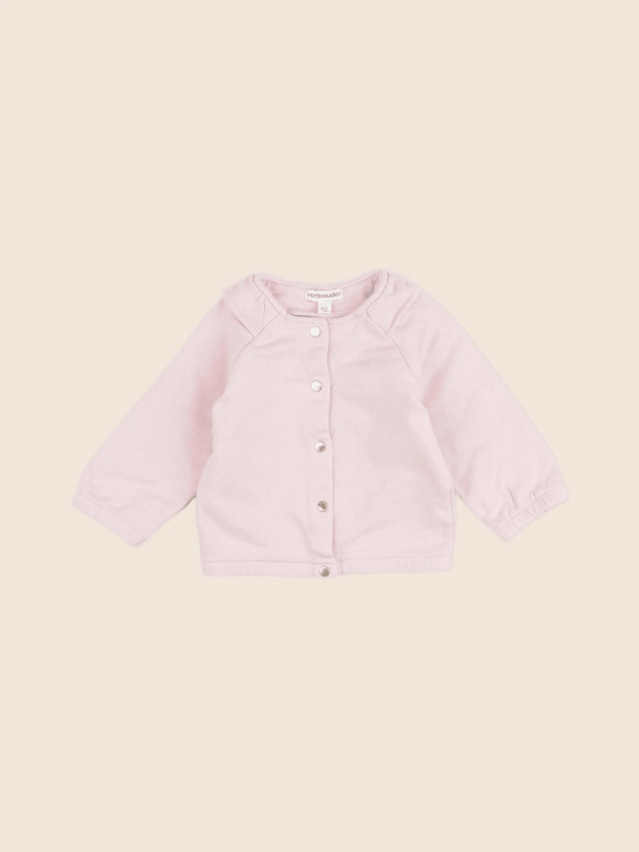 Vertbaudet - sweat rose, argent - 12 mois