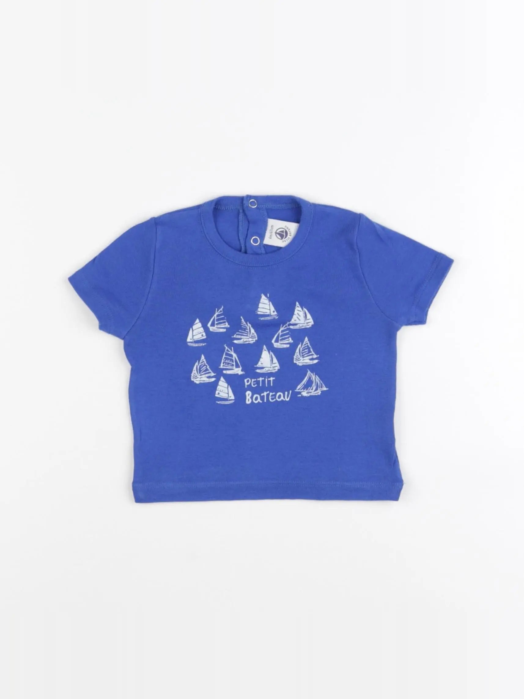 Petit Bateau - tee-shirt bleu - 6 mois