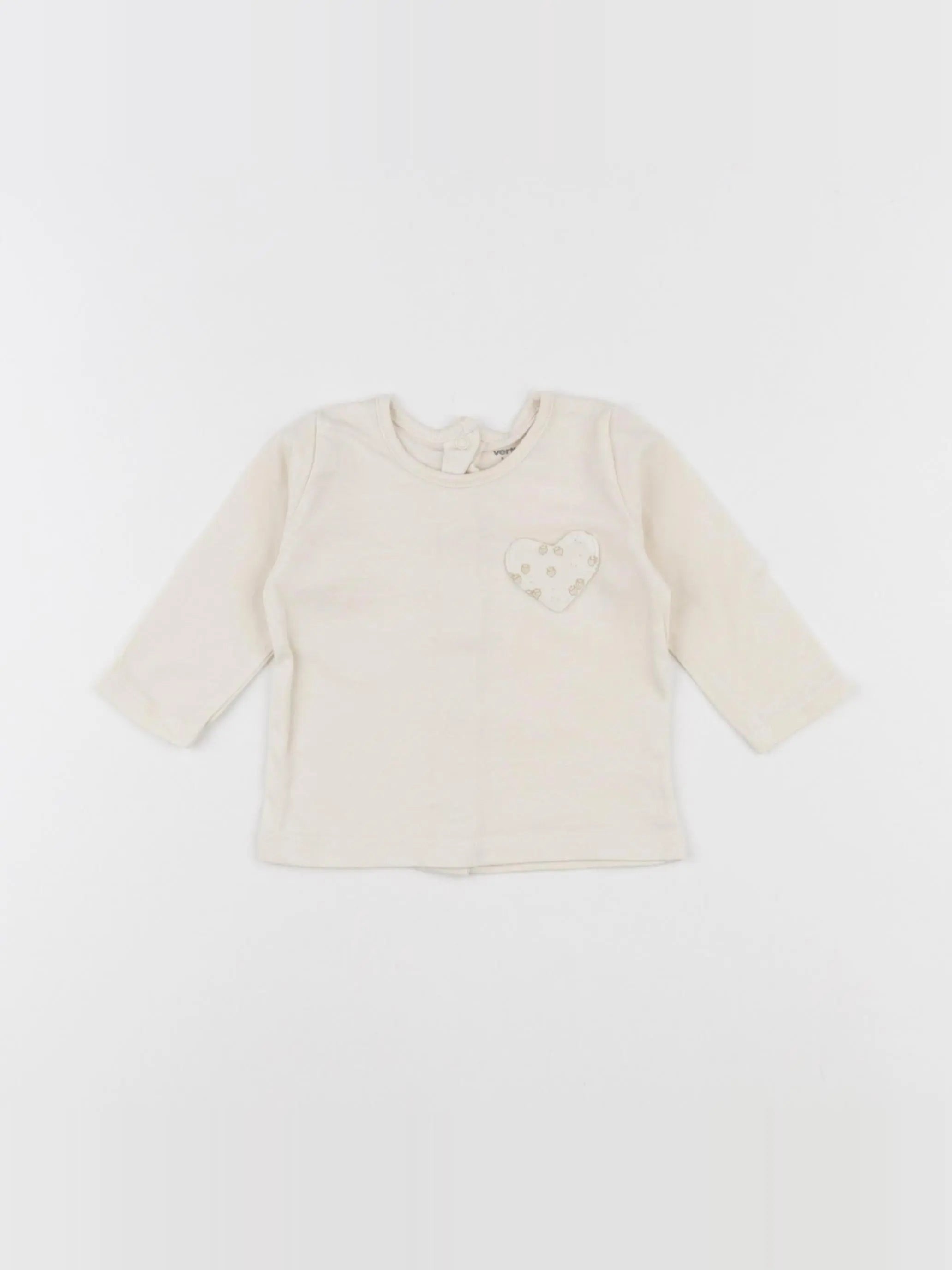 Vertbaudet - tee-shirt beige - 3 mois