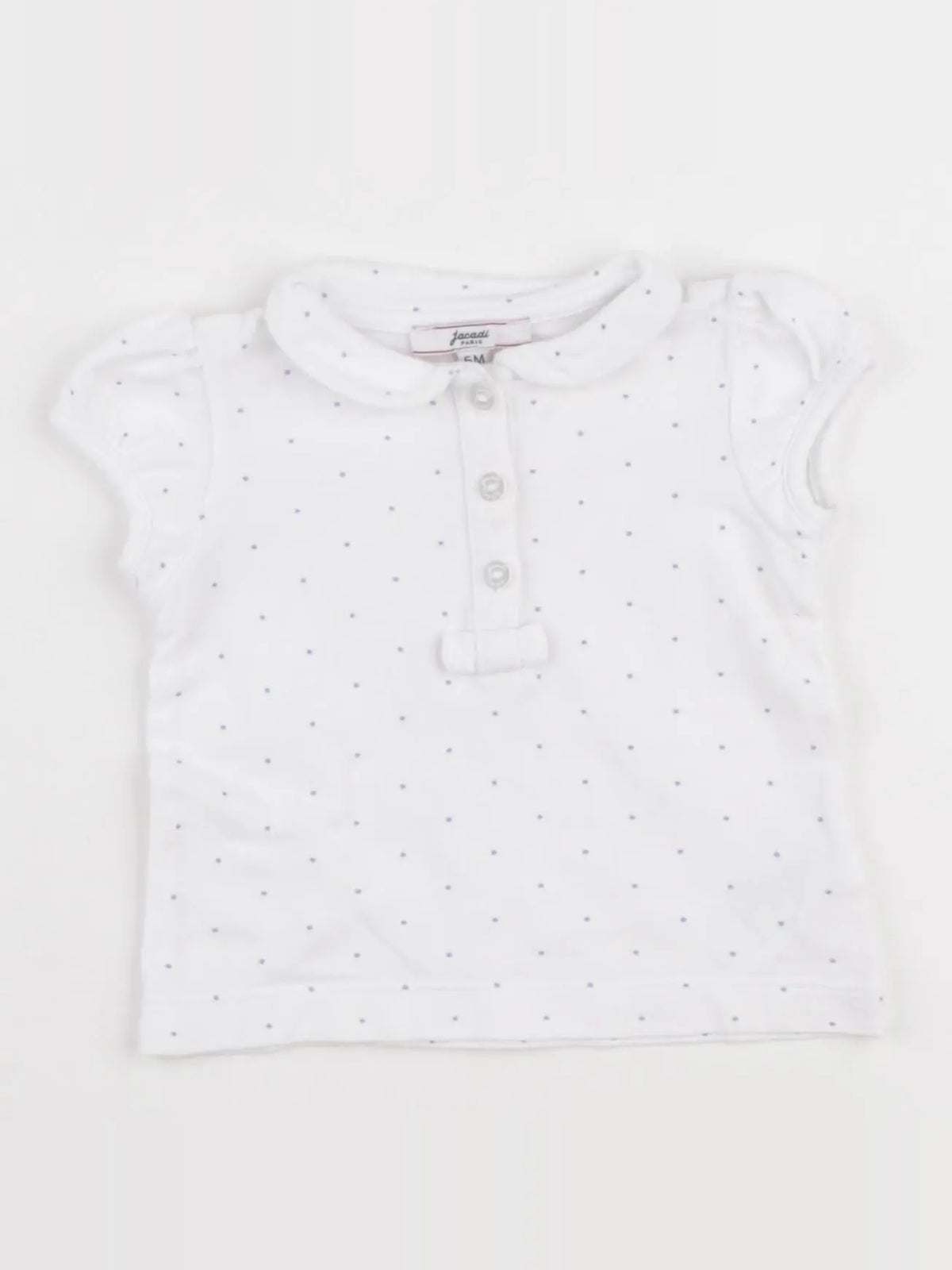 Jacadi - polo blanc, bleu - 6 mois