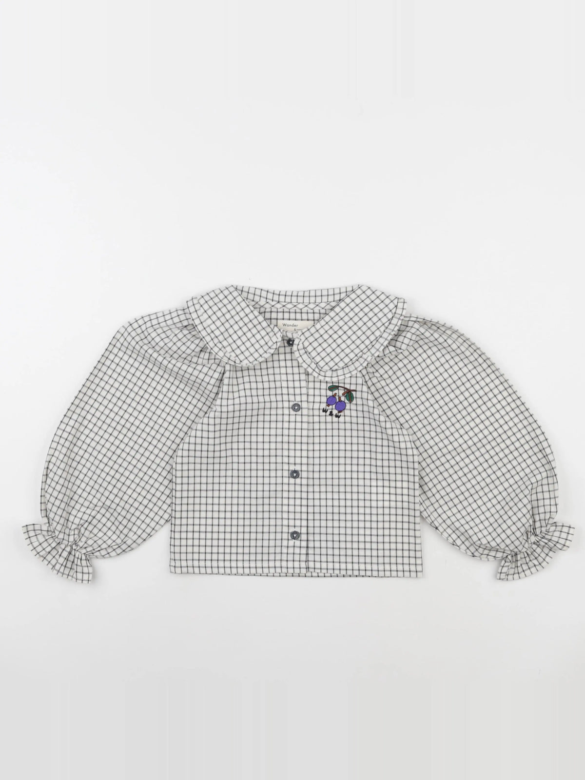 Blouse Peter Pan carreaux écru