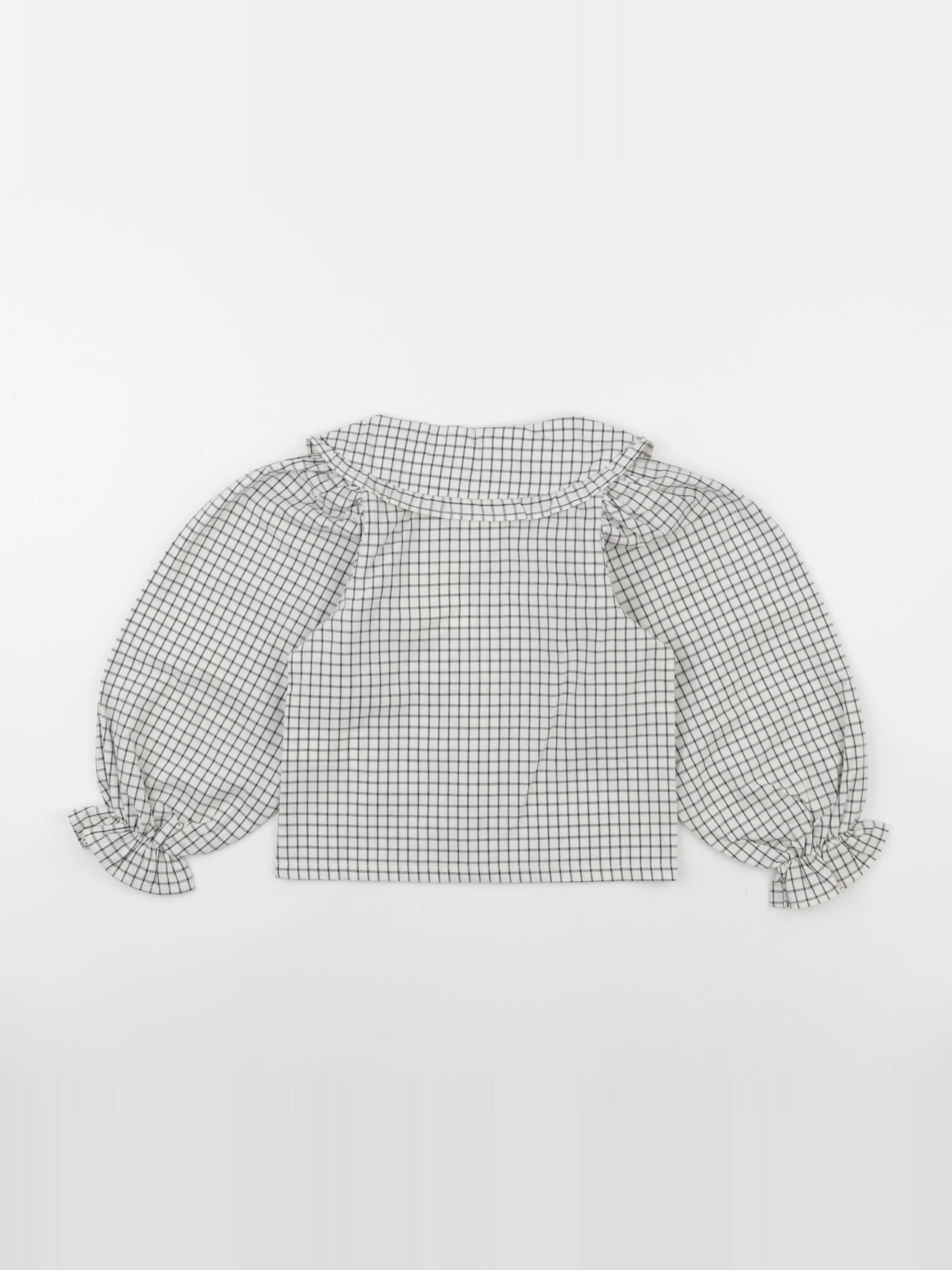 Blouse Peter Pan carreaux écru